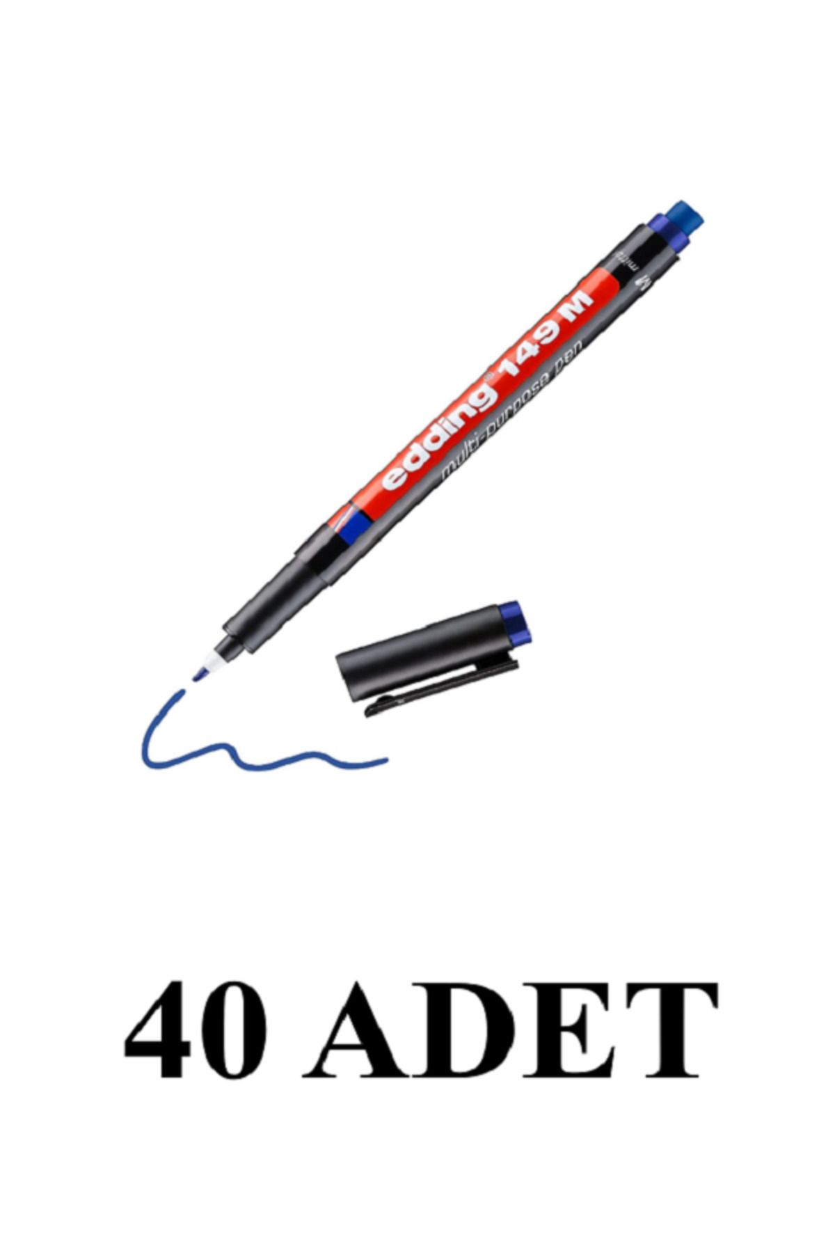 Edding 40 Adet Asetat Kalemi Silgili E-149m Mavi Cd Kalemi 1 Mm Permanent