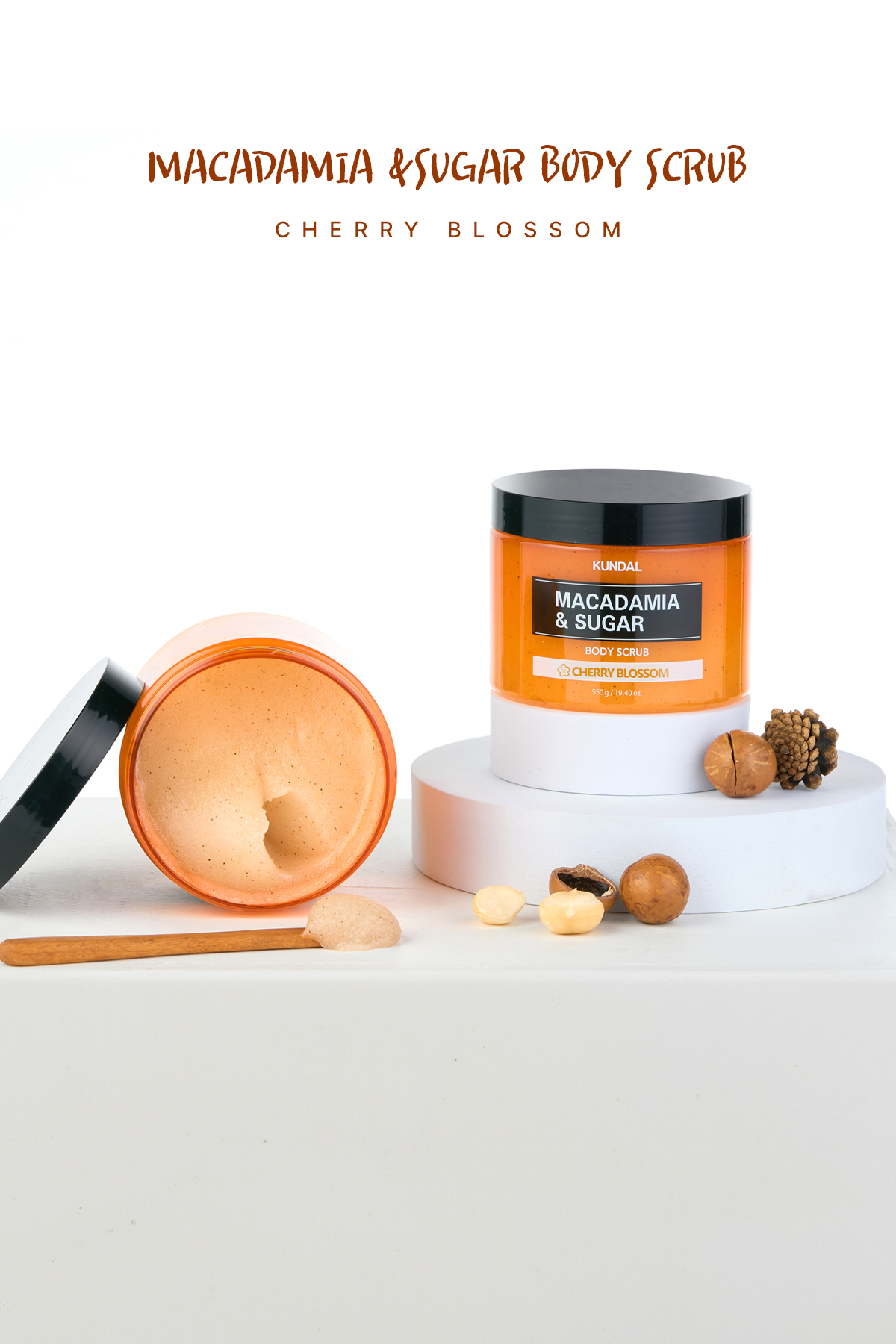Kundal Arındırıcı Pürüzsüzleştirici Vücut Peelingi KUNDAL Macadamia & Sugar Body Scrub 550g(Cherry Blossom) — 7227