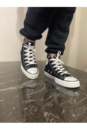 AZE STEP Unisex Siyah Beyaz Boğazlı Model Keten Günlük Spor Ayakkabı
