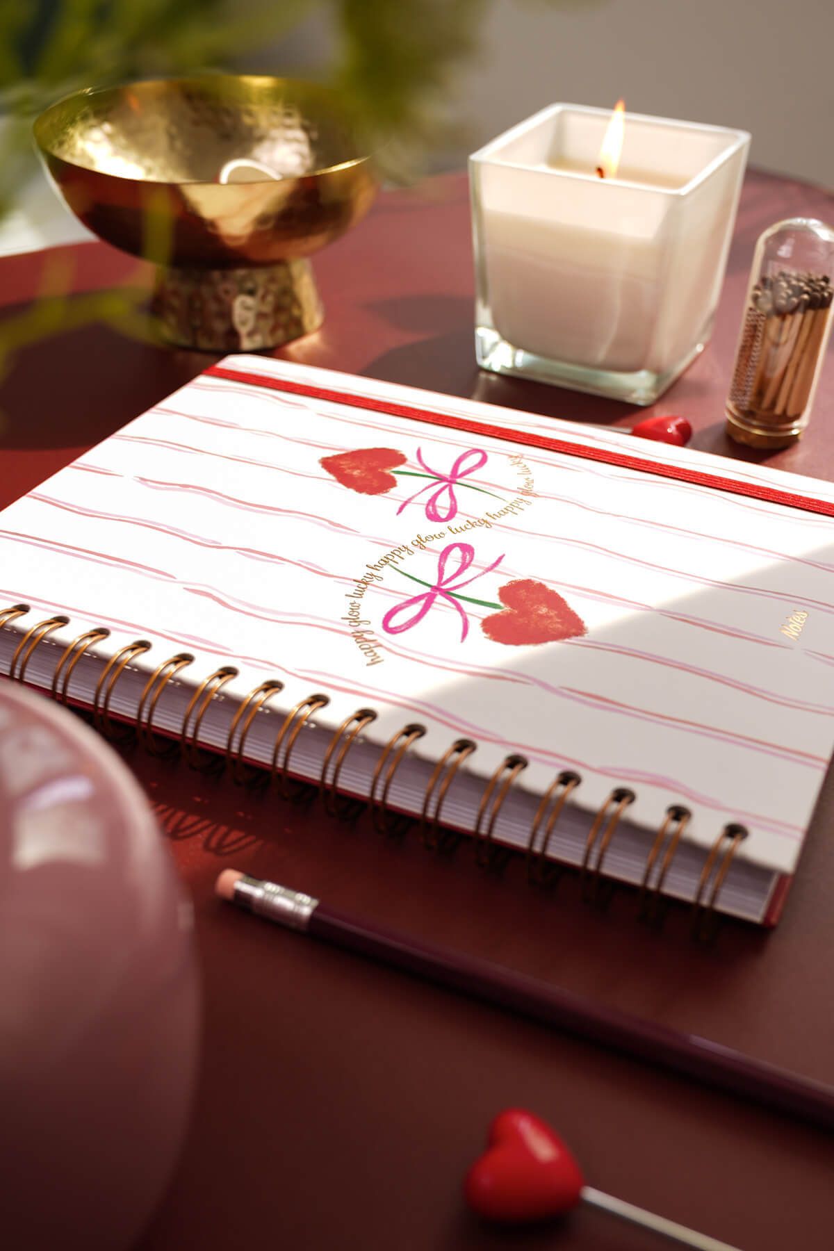Matt Notebook-B5 17x24 سم دفتر ملاحظات مخطط حلزوني مرن غير مؤرخ بفيونكة الكرز 3