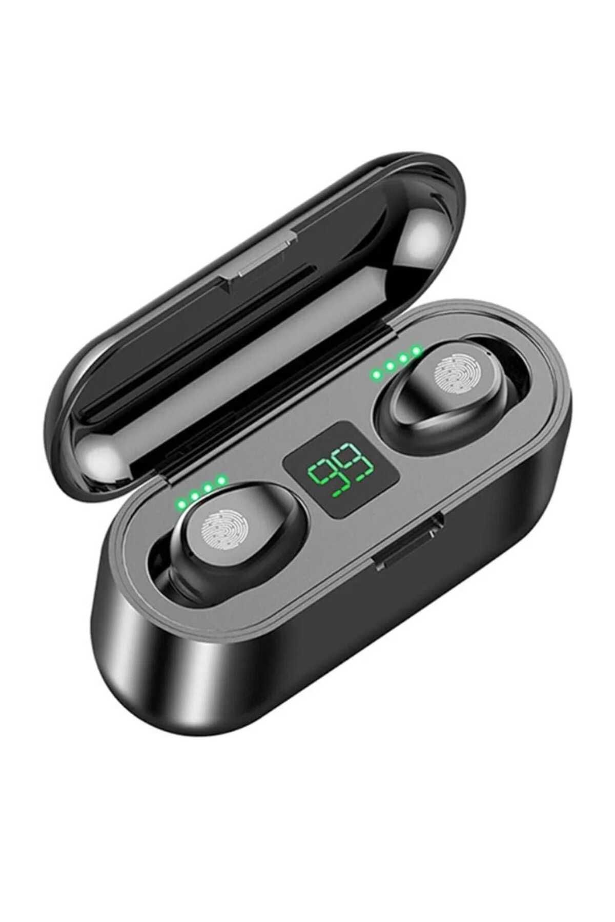 F9 Power bank`li digital göstergeli kulak içi Bluetooth kulaklık