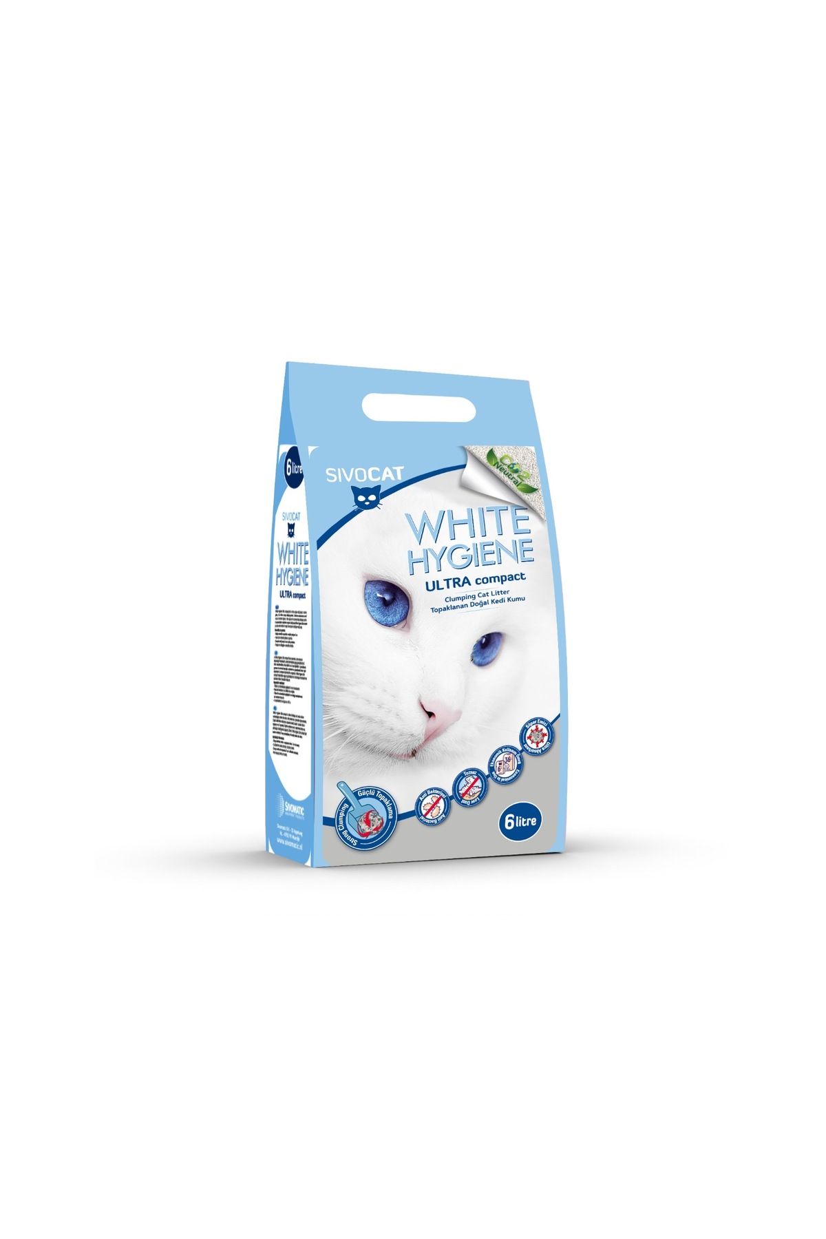 shop Sıvocat white hygiene ultra compact Kedi kumu 6 litre