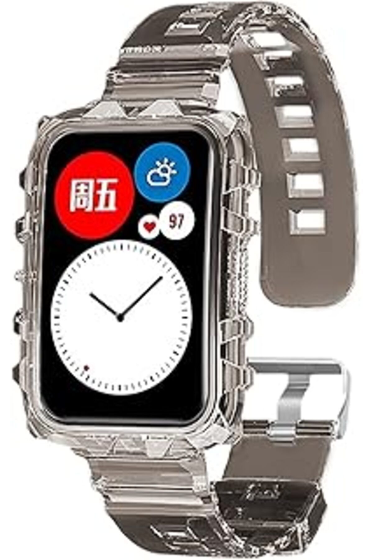 Mu Art Microsonic Huawei Watch Fit Için Kordon Transparent Clear Band Siyah