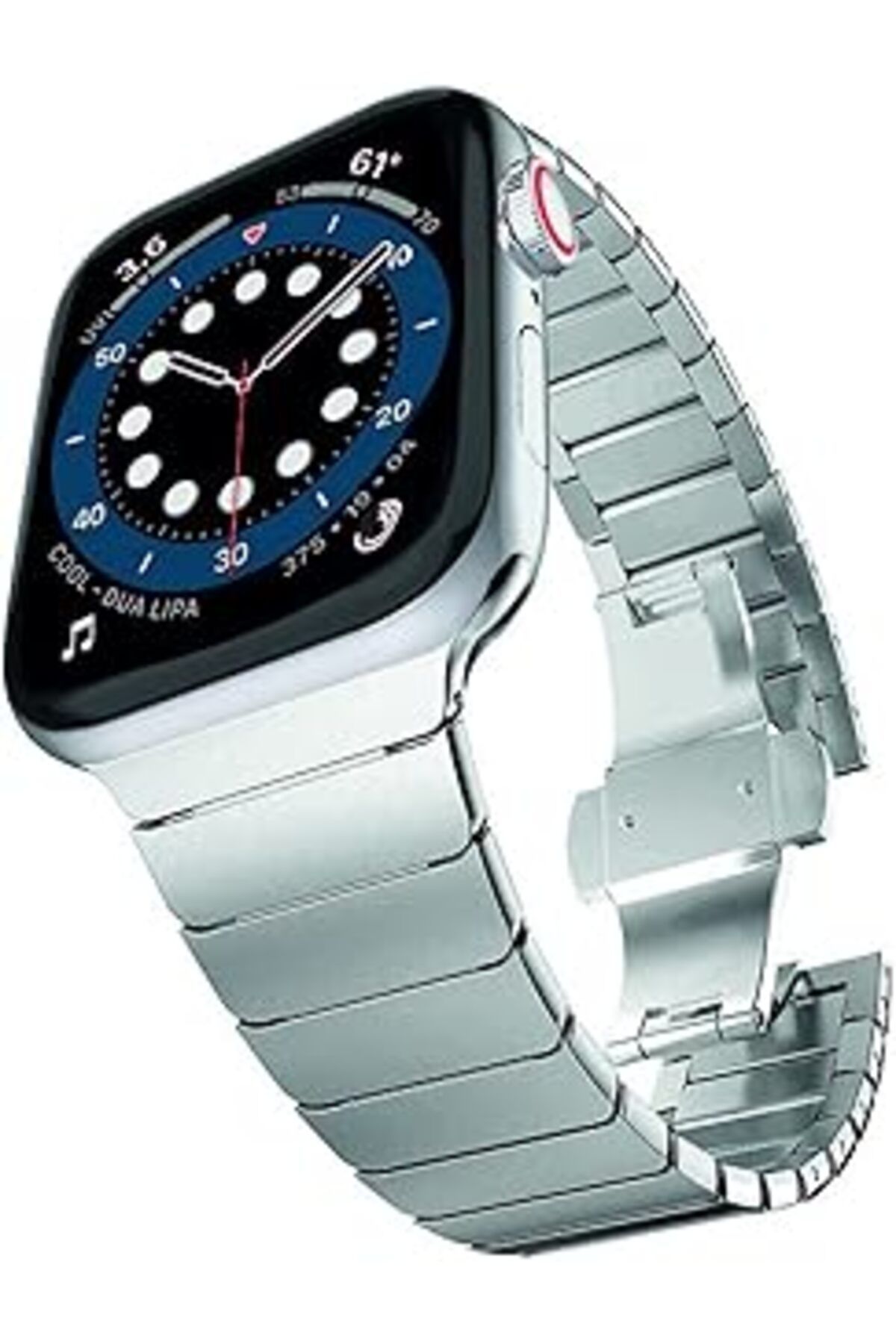 Pazarcan Bause Apple Watch Tüm Seriler Ile Uyumlu Balıksırtı Baklalı Paslanmaz Çelik Kordon (38-40-41 Mm Sil