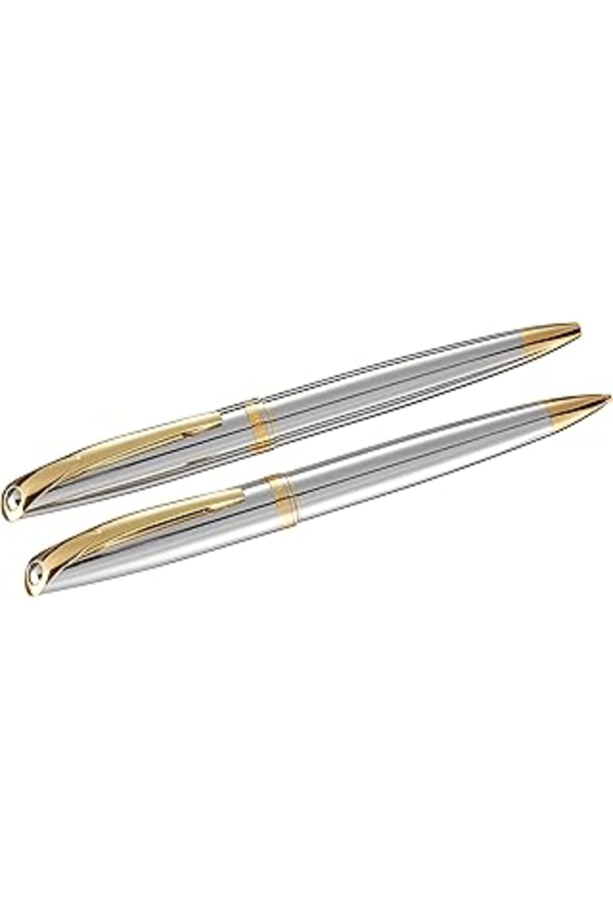 Mu Art Ahşap Steelpen Planet Serisi 0028Tv Krom Gold Tükenmez Kalem+ Versatil Kalem