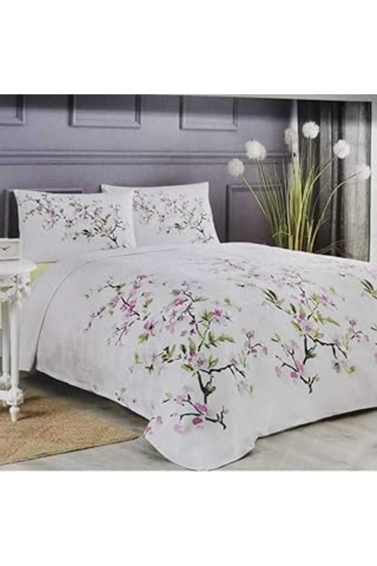 Mu Art Özdilek Tek Kişilik Pike Takımı Gri Petunia