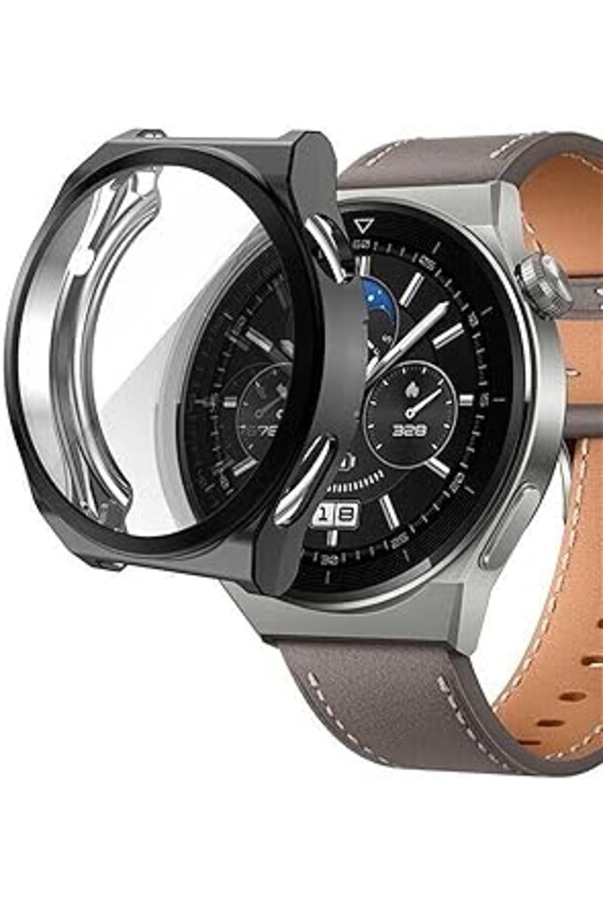 Mu Art Ahşap Huawei Watch Gt 3 Pro 43Mm Seramik Kılıf 360 Full Round Soft Silicone Siyah [Watch Gt3 Pro 43Mm Ser