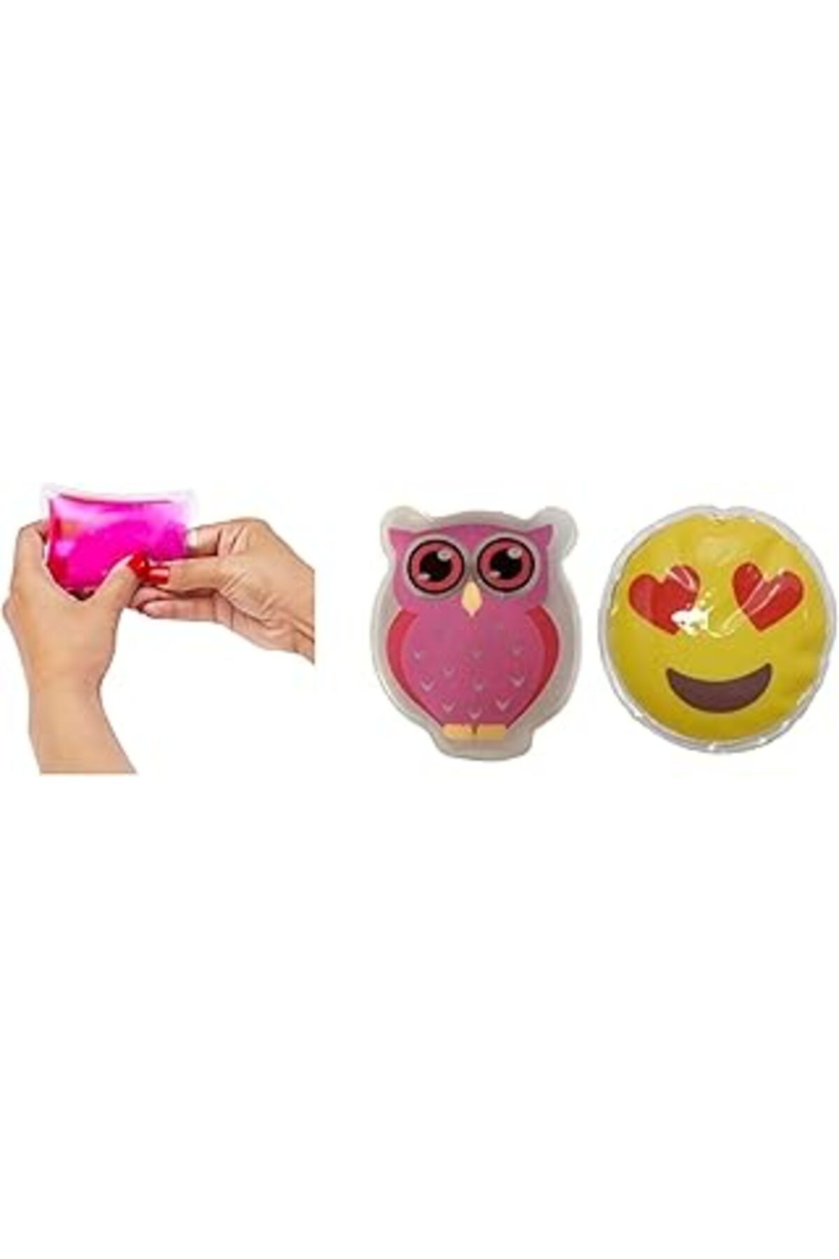 robotrend Bosphorus Homi Kalp Emoji Pembe Baykuş Cep Sobasi,El Isitici,2 Adet Sicak Su Torbasi Pvc 9Cm