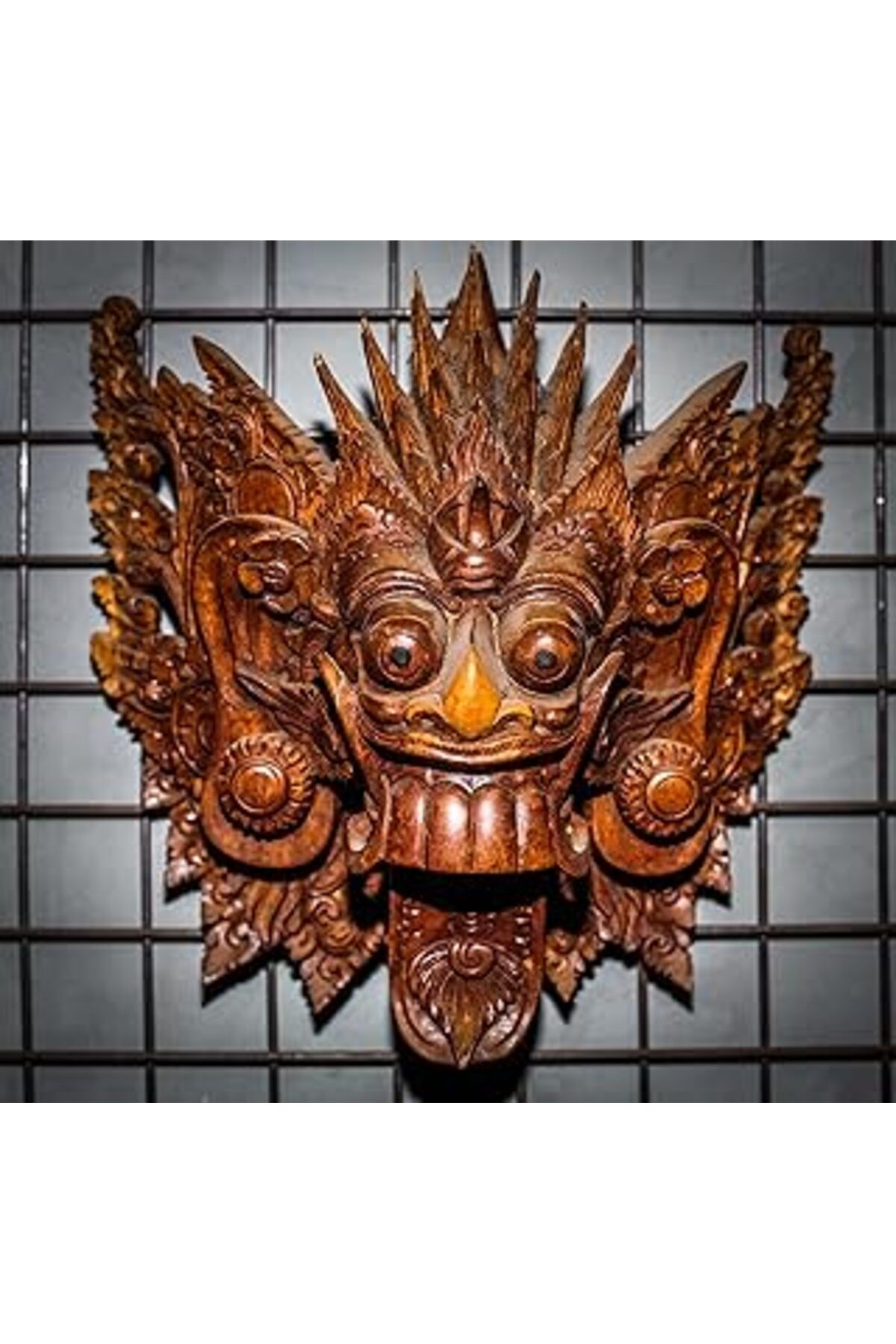 Mu Art Rangda Mask - El Yapımı Ahşap Maske, Bali El Yapımı Suar Ağacı'Ndan Rangda Maskesi, Zen Yoga Dekor