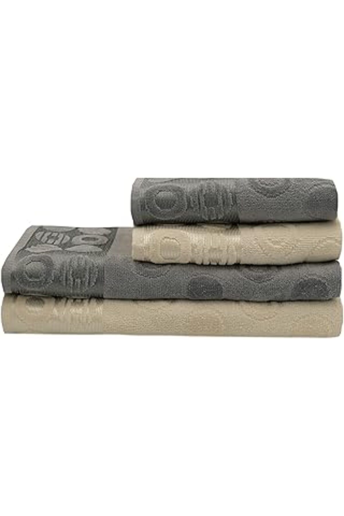 Mu Art Lunox Home Çift Renk Banyo Havlusu, 4'Lü Paket 2 Parça (70X140),2 Parça (50X80) Yumuşak Ve Emici, K