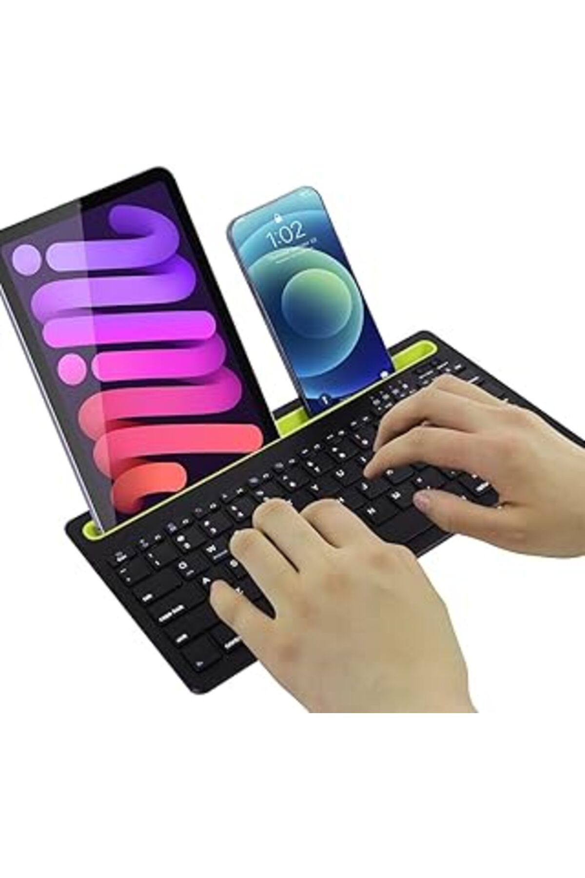 robotrend Gabongcui Bluetooth Klavye Kablosuz Taşınabilir Sessiz Tıklama Çoklu Cihaz Klavye Şarj Edilebilir B