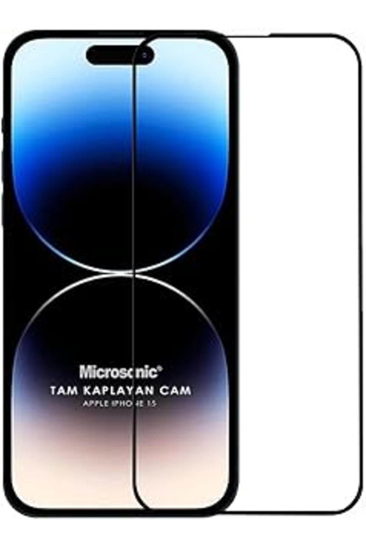 Pazarcan Microsonic Ekran Koruyucu Apple Iphone 15 Için Tam Kaplayan Temperli Cam Ekran Koruyucu Siyah