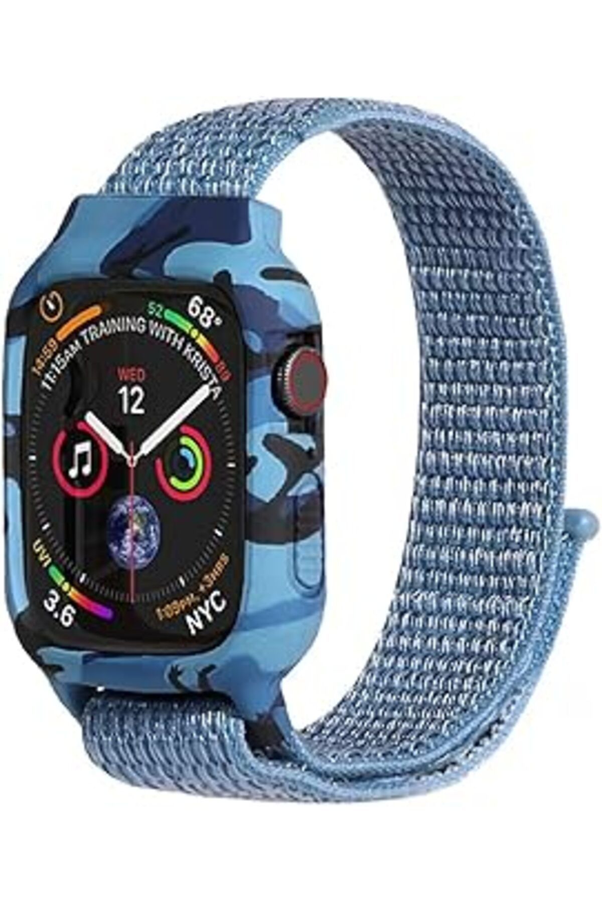 Mu Art Microsonic Apple Watch Series 5 44Mm Kordon Camouflage Armor Pro Mavi
