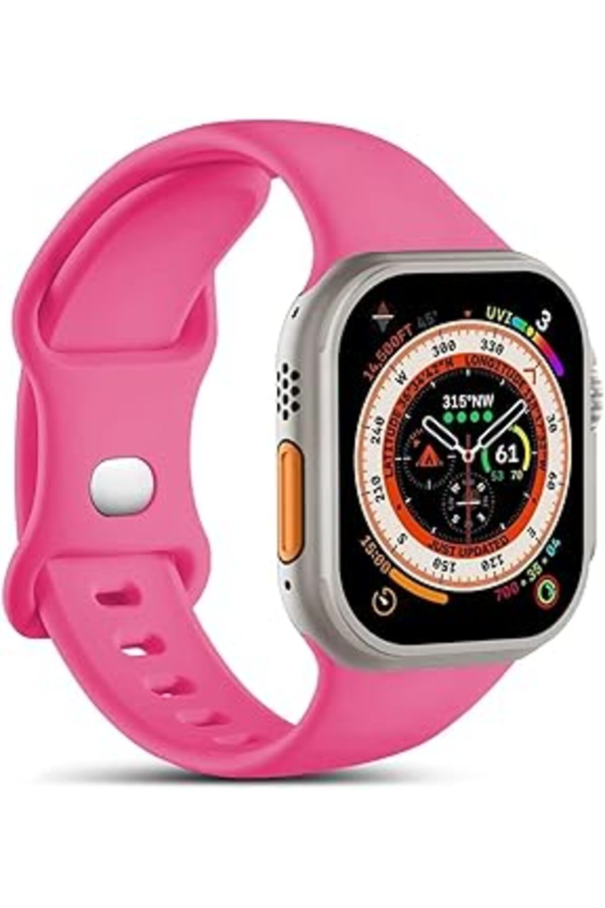 Pazarcan Microsonic Apple Watch Series 7 41Mm Için Kordon Activeflex Wristband Koyu Pembe