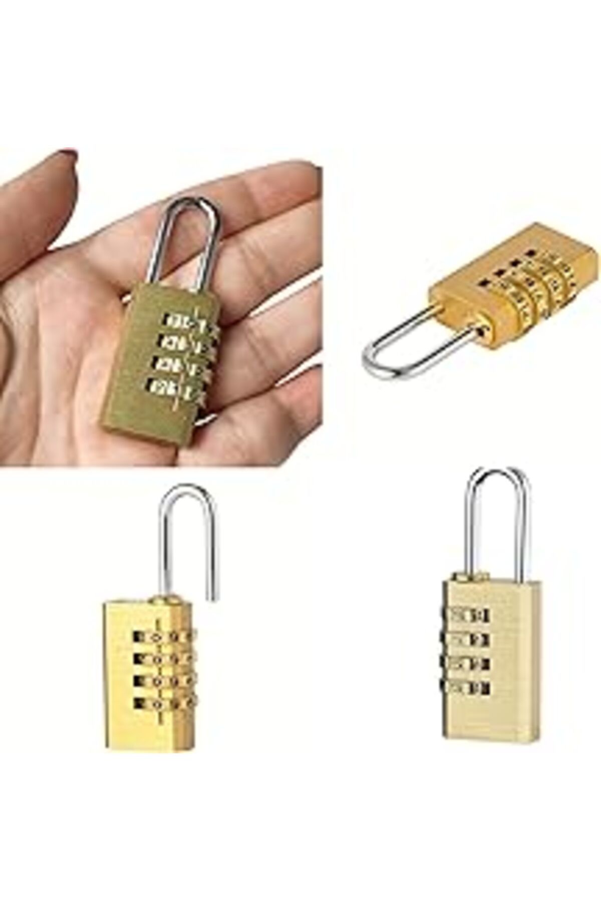 Pİ GLOBAL 4 Haneli Sıfırlanabilir Şifreli Kilit Metal Hafif Taşınabilir Gold Asma Kilit