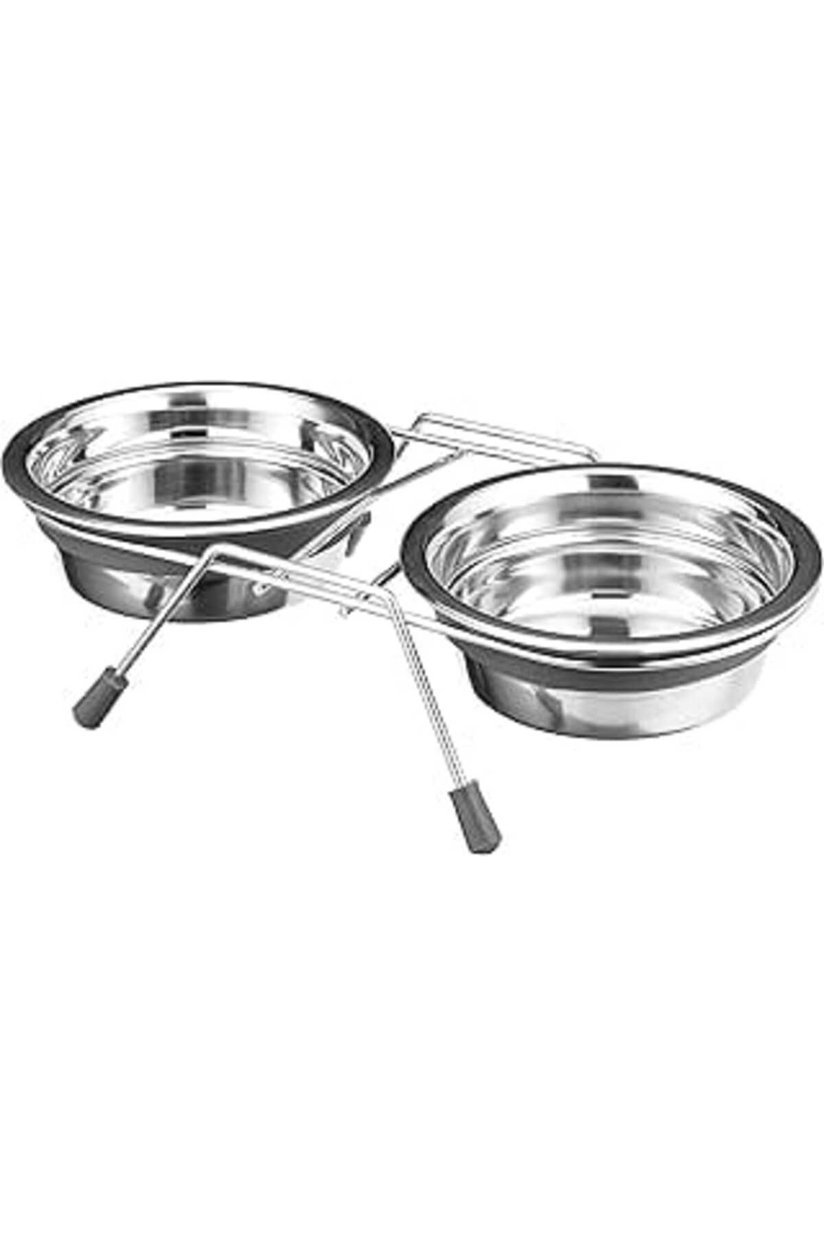 robotrend Trixie Su Kabı Tıkırtısız Paslanmaz Çelik. 2X0.25 Lt 11 Cm Gri