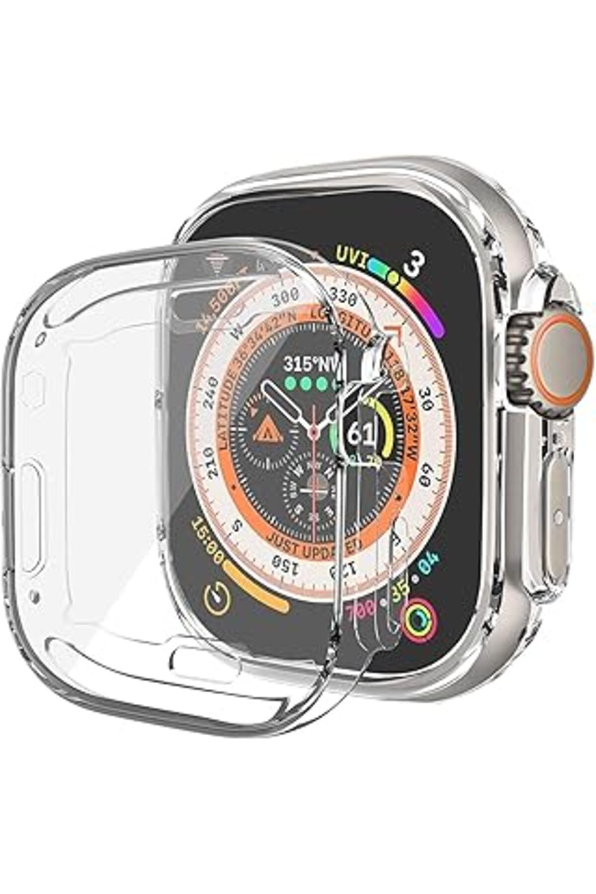 robotrend Microsonic Apple Watch Ultra 2 Kılıf 360 Full Round Soft Silicone Şeffaf [Watch Ultra 2 Ile Uyumlu