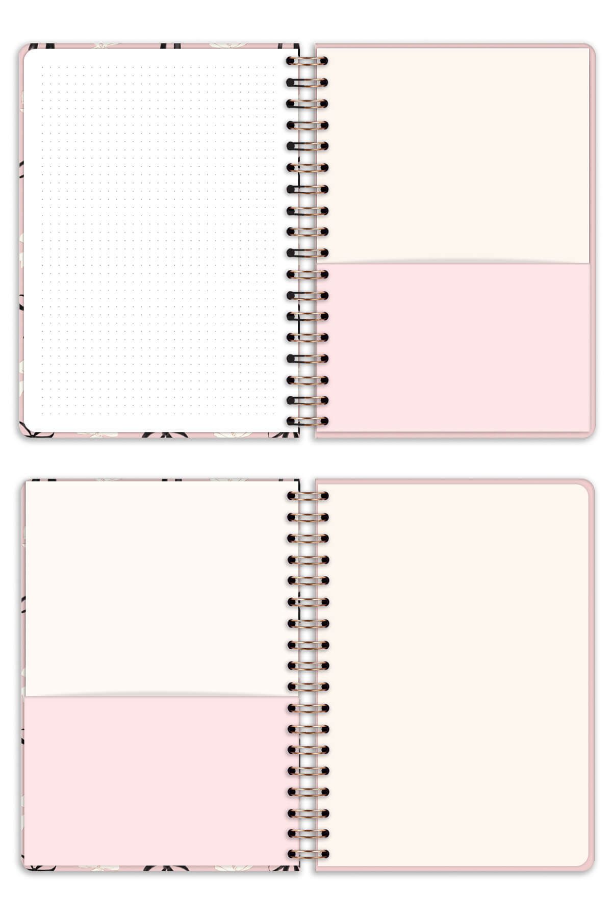 Matt Notebook-B5 17X24 cm Spiral Elastic Dotted Undated Notebook Bows 7