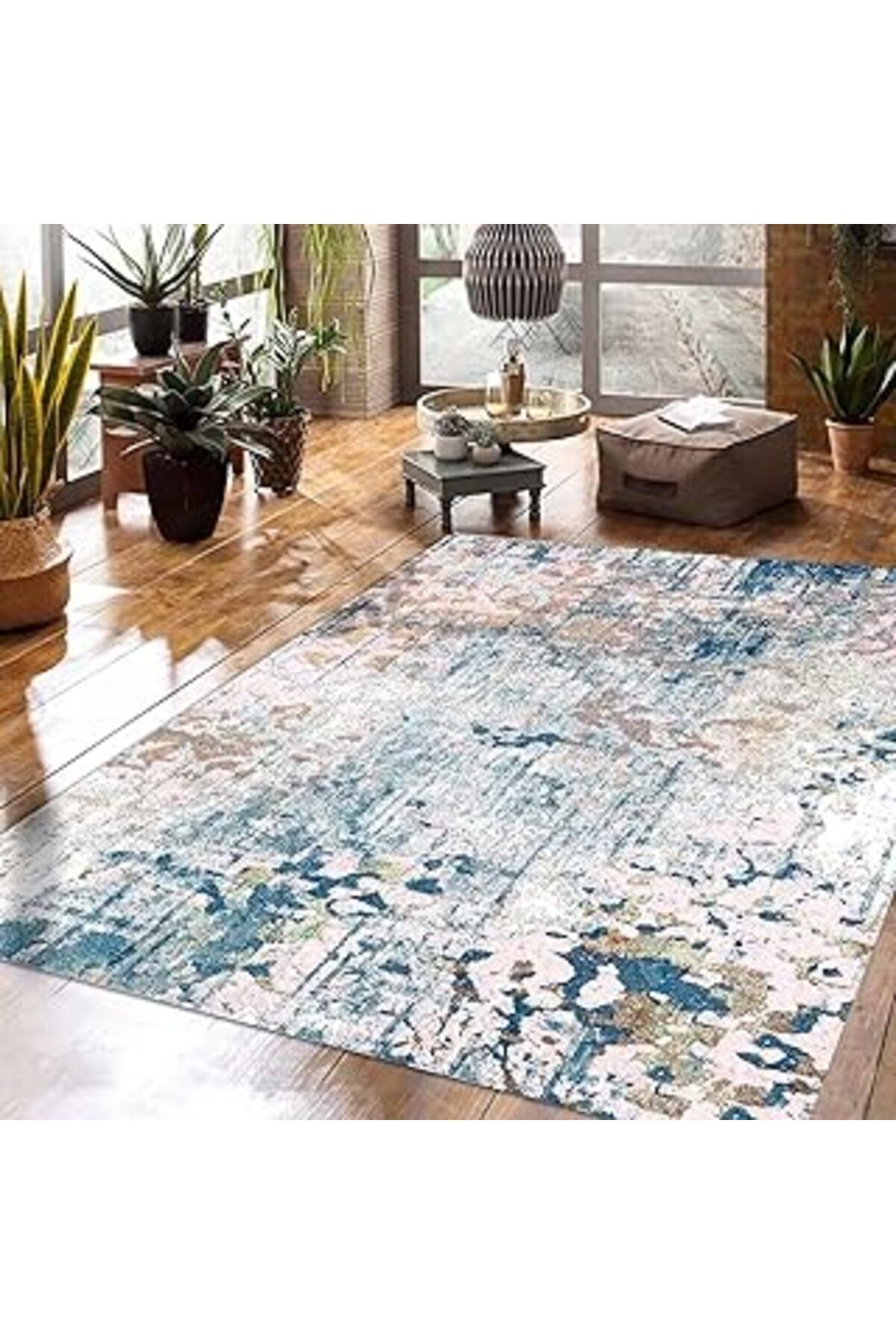robotrend Latte Dizayn Edgar Kadife Pamuk Tabanlı Yıkanabilen Kaydırmaz Antibakteriyel Salon Halısı 80X235