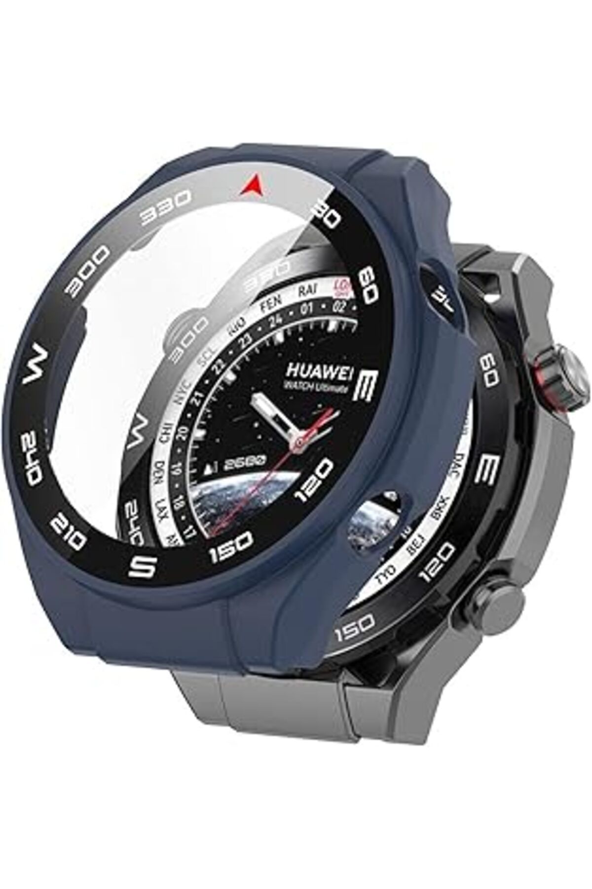 Mu Art Microsonic Huawei Watch Ultimate Için Kılıf Clear Premium Slim Watchband Lacivert [Watch Ultimate I