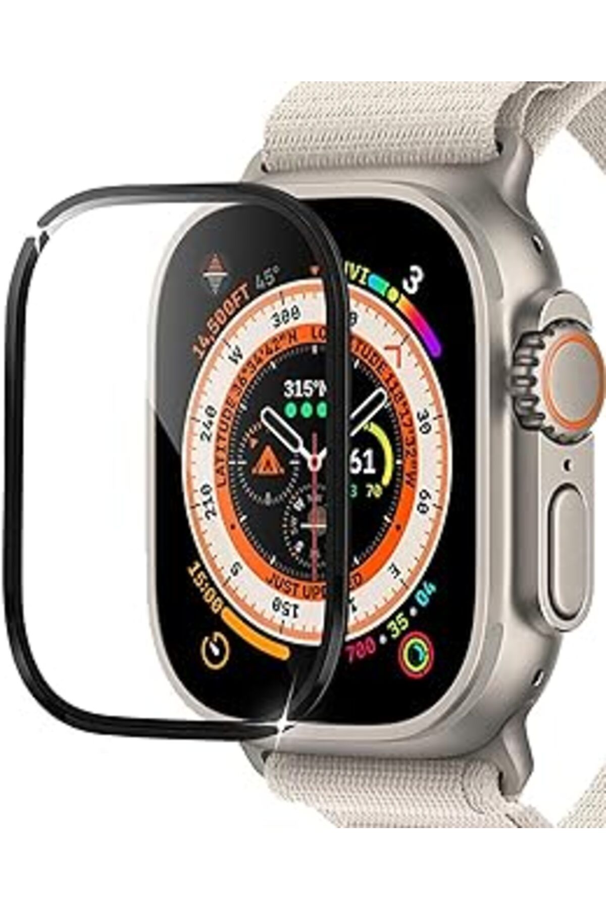 Pazarcan Microsonic Apple Watch Ultra 2 Tam Kaplayan Cam Ekran Koruyucu V2 Siyah
