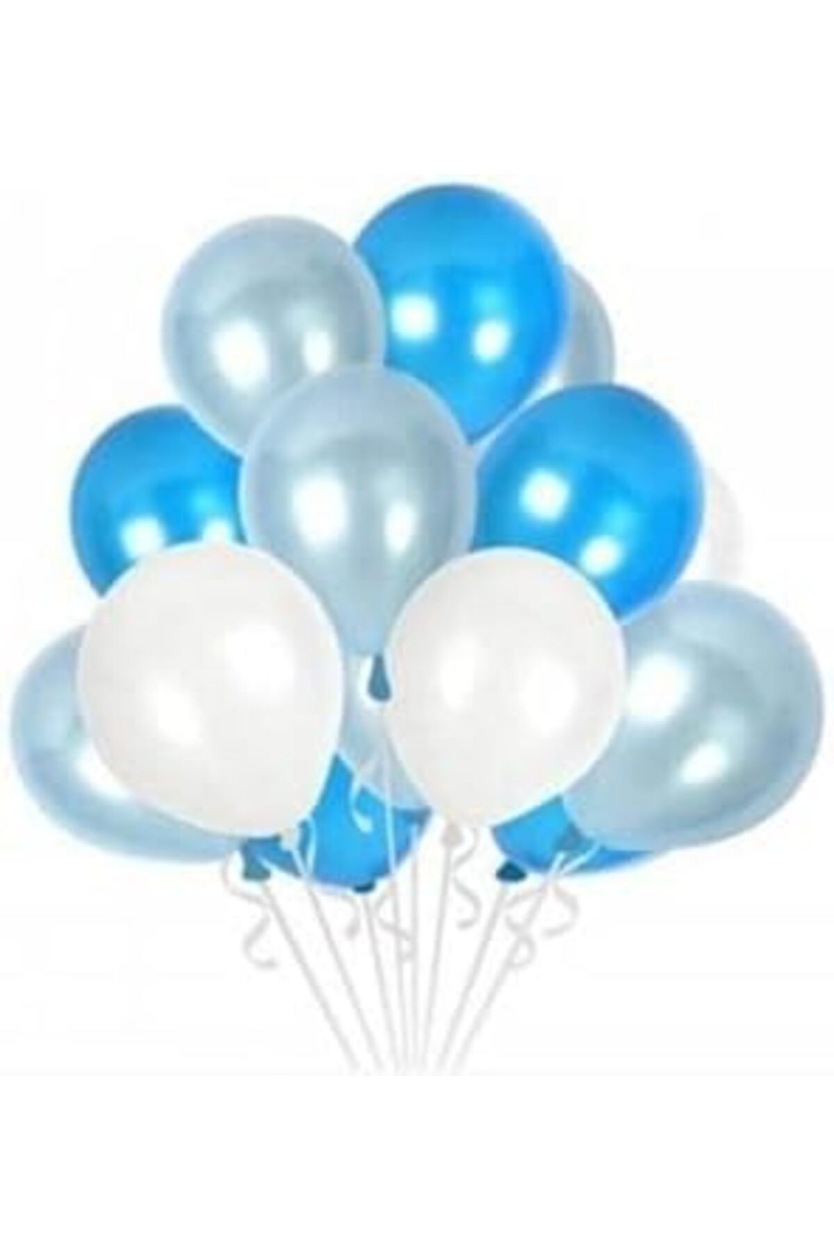 Mu Art Benim Marifetlerim - Mavi Beyaz Gümüş Metalik Balon 12 Inch 10 Adet