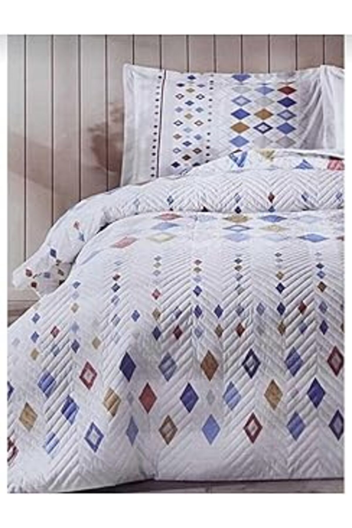 Mu Art Kapitoneli Nevresim Takımı Dört Mevsim Çok Amaçlı Set - Color Silices Mavi
