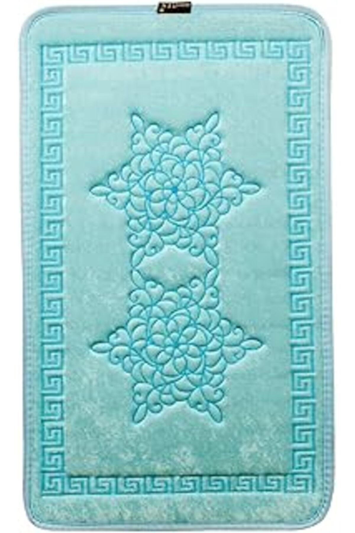 Mu Art İkinciten Yumuşak Su Emici Yıkanabilir Kalın Kaymaz Tabanlı Nakışlı Banyo Paspası Halısı (Mavi)
