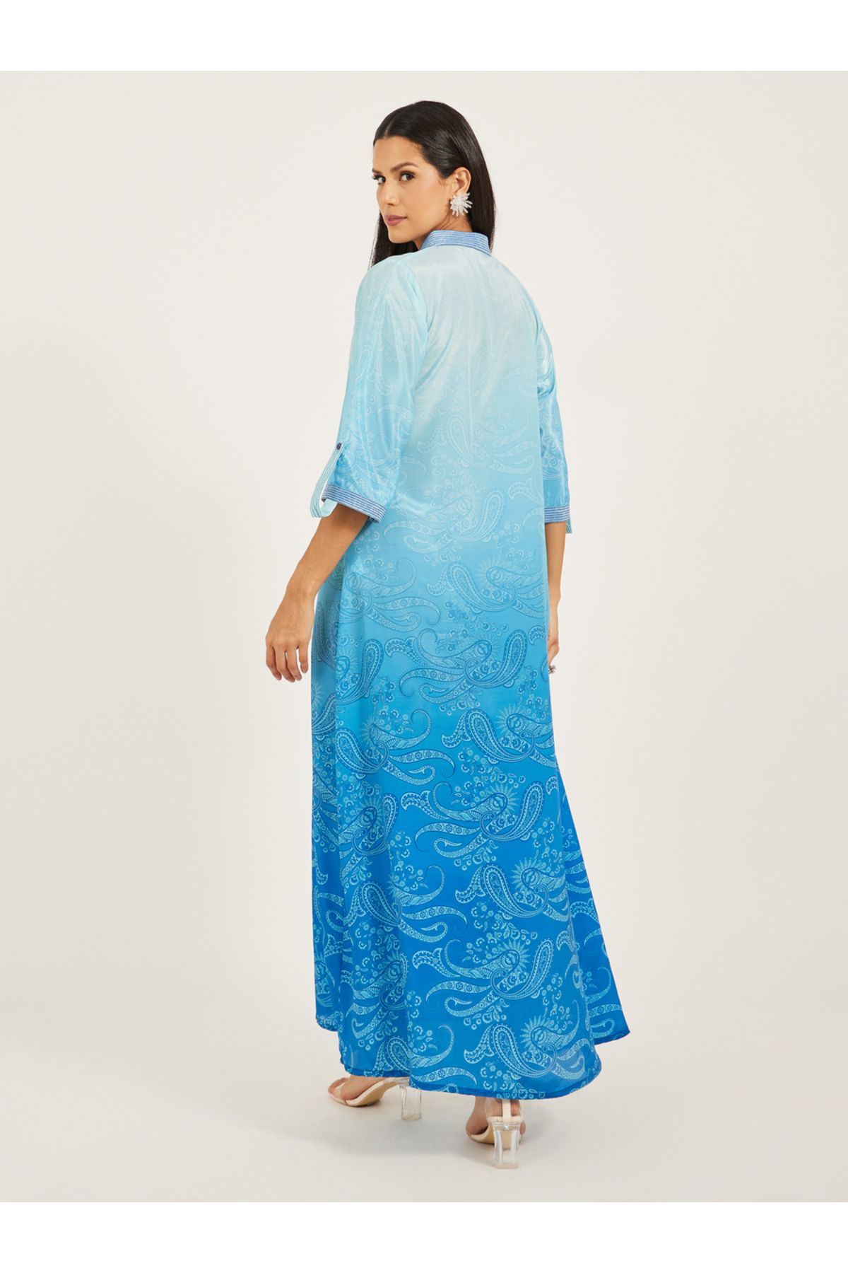 Maxim Creation By Styli-Printed Stand Collar Buttoned A-Line Kaftan 5