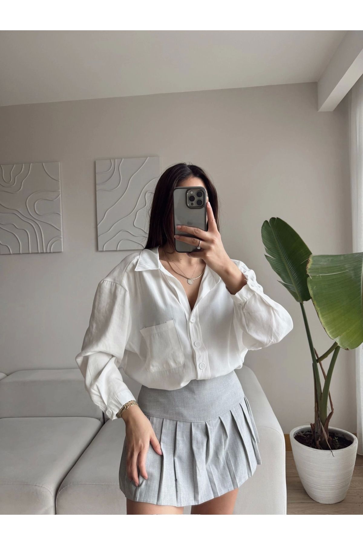 Zoom Butik-Cămașă oversize modal ALBĂ 7