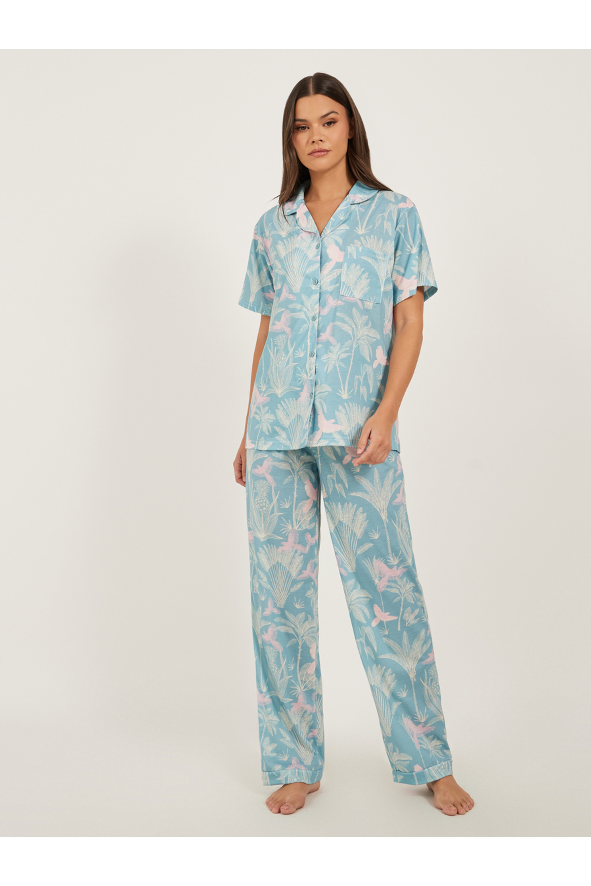 Styli طقم قميص وبنطال بيجاما بطبعة استوائية