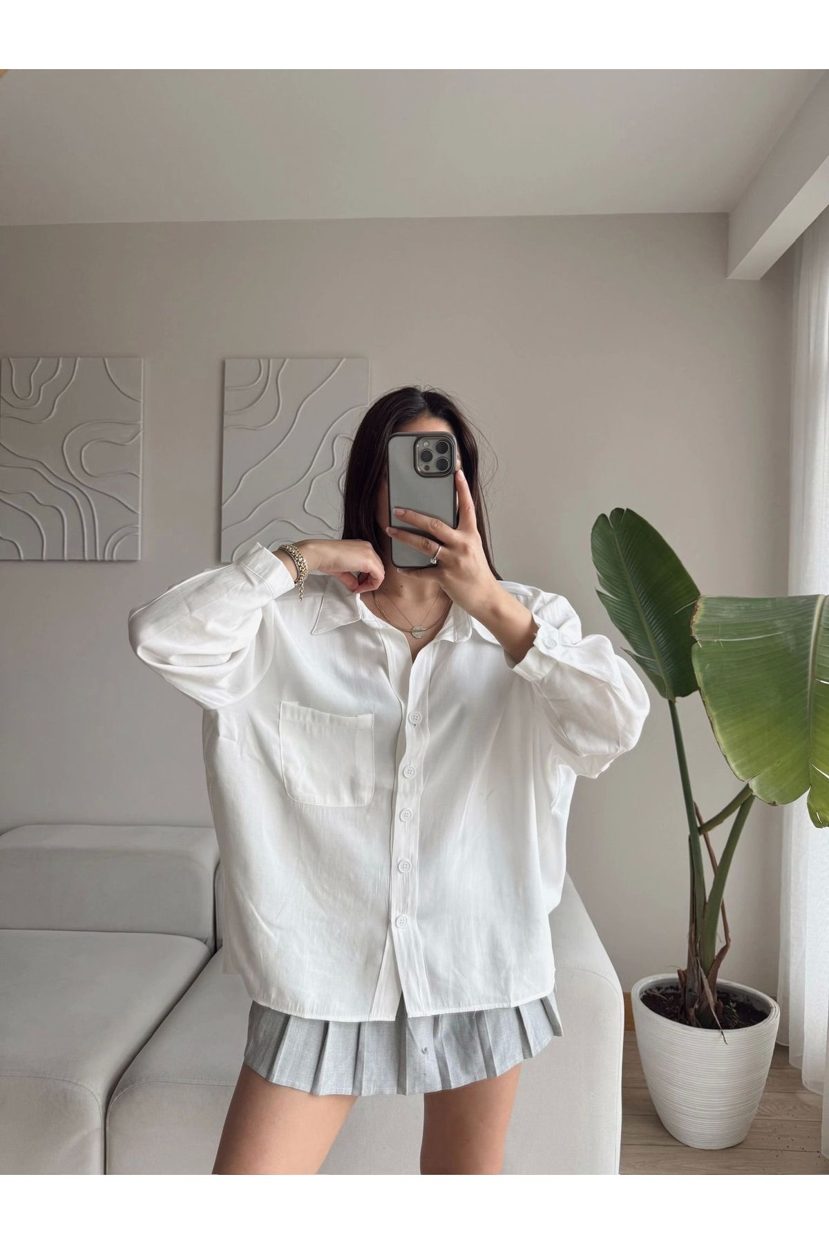 Zoom Butik-Cămașă oversize modal ALBĂ 6