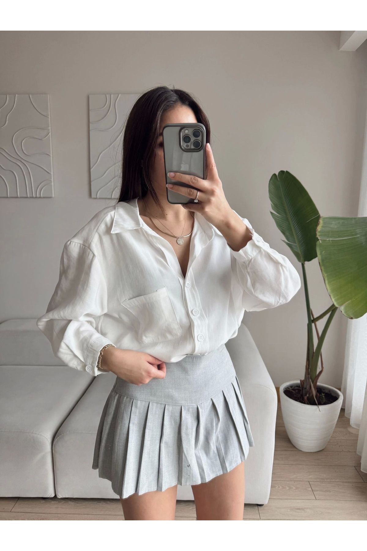 Zoom Butik-Cămașă oversize modal ALBĂ 3