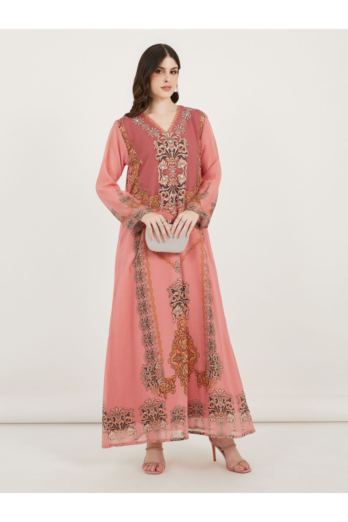 Maxim Creation By Styli-Damask Print Studded Georgette Kaftan 3