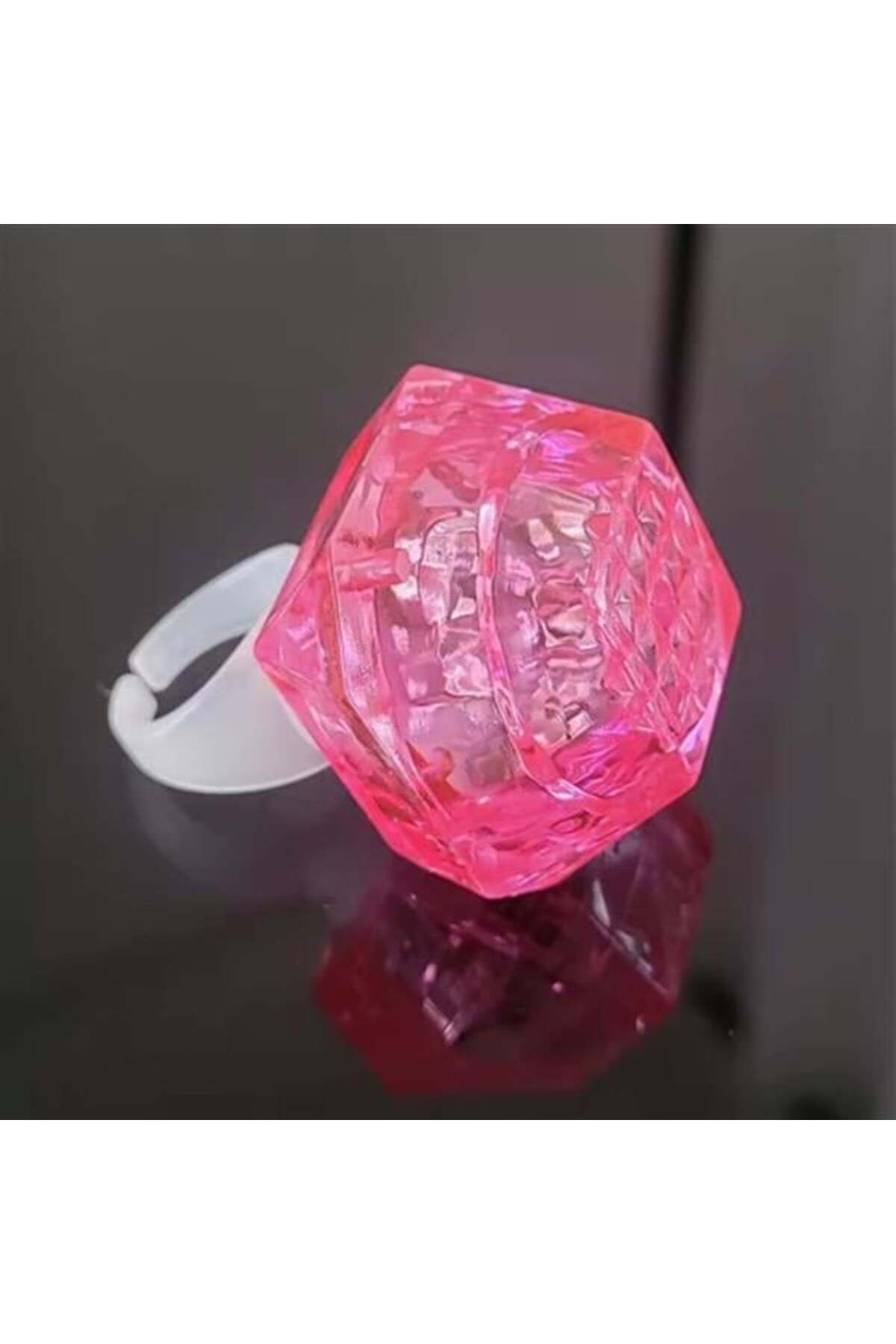 feifei Kristal Tasarımlı Led Işıklı Pembe Yüzük