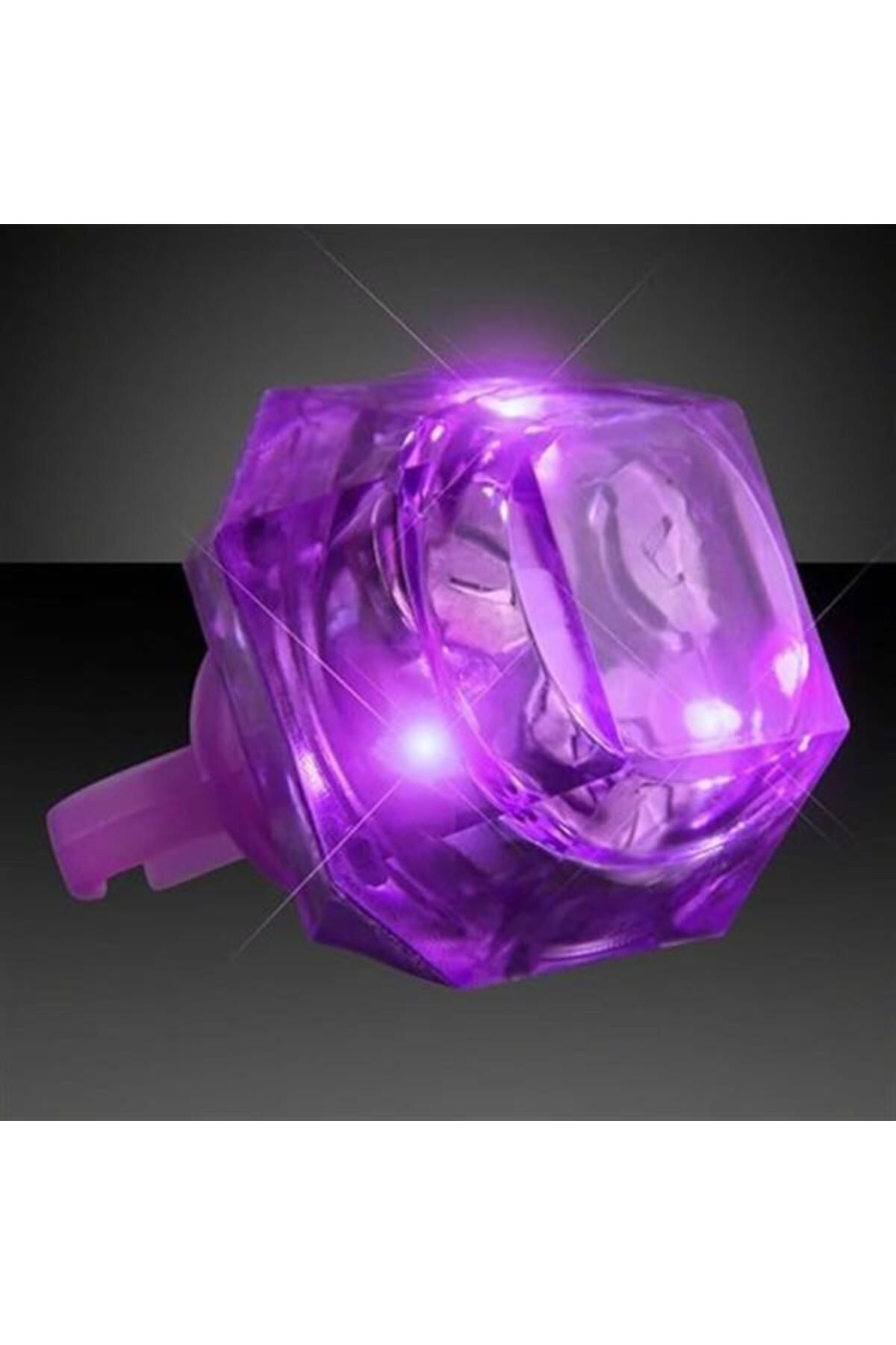 feifei Kristal Tasarımlı Led Işıklı Mor Yüzük