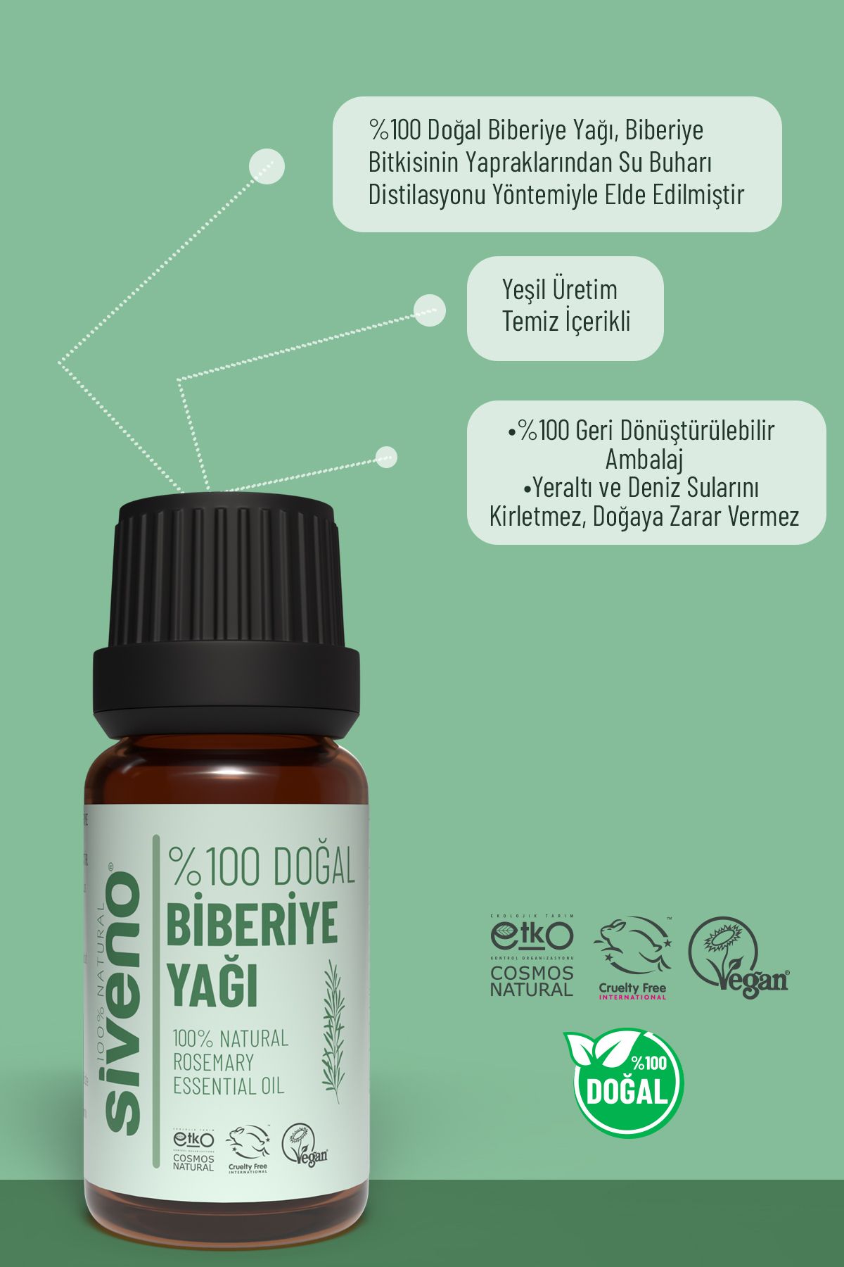 روغن مراقبتی 100 ٪ اسانس طبیعی رزماری 10 میل Siveno