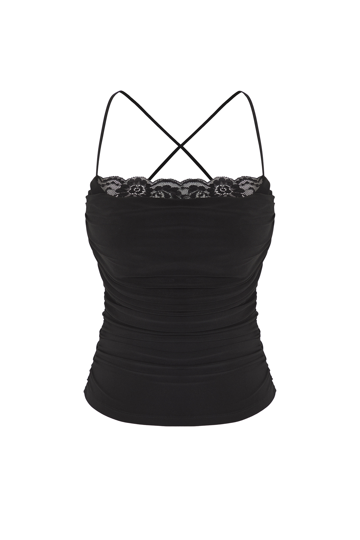 Trendyolmilla  Siyah Degaje Yaka Dantel Detaylı Örme Şık Bluz TPRSS25BZ00043