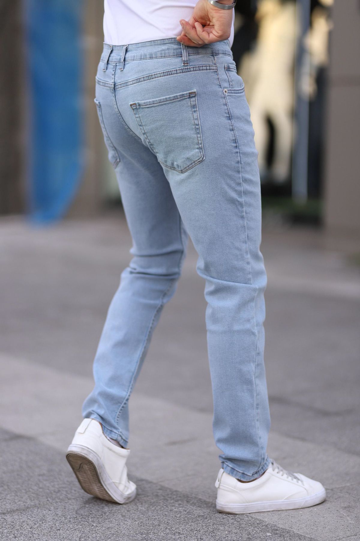 Trendyol Collection-Ανοιχτό μπλε κανονική εφαρμογή ελαστικό υφασμάτινο τζιν Τζιν παντελόνι TMNSS25JE00001 4