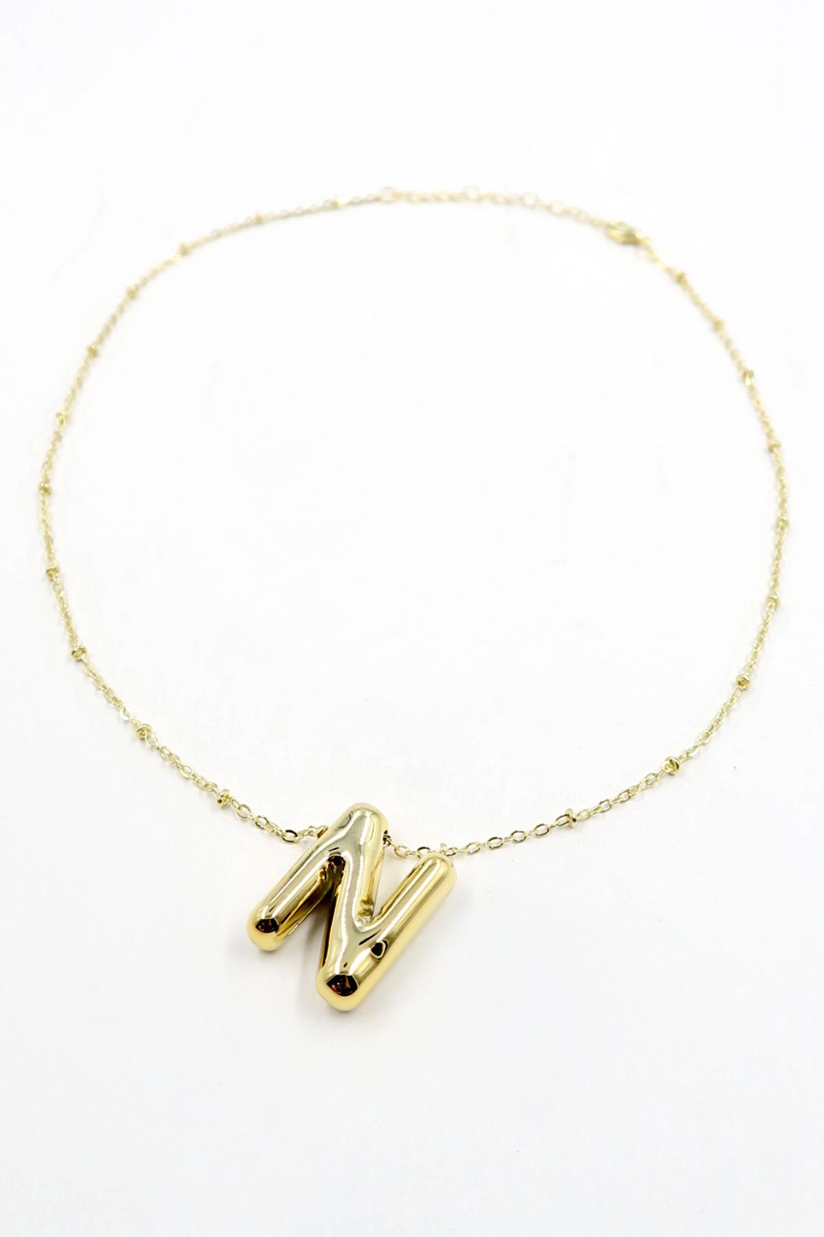 Trend Alaçatı Stili-Goldene 3D-Buchstabe-N-Gold-Halskette für Damen ALC-X13861 2