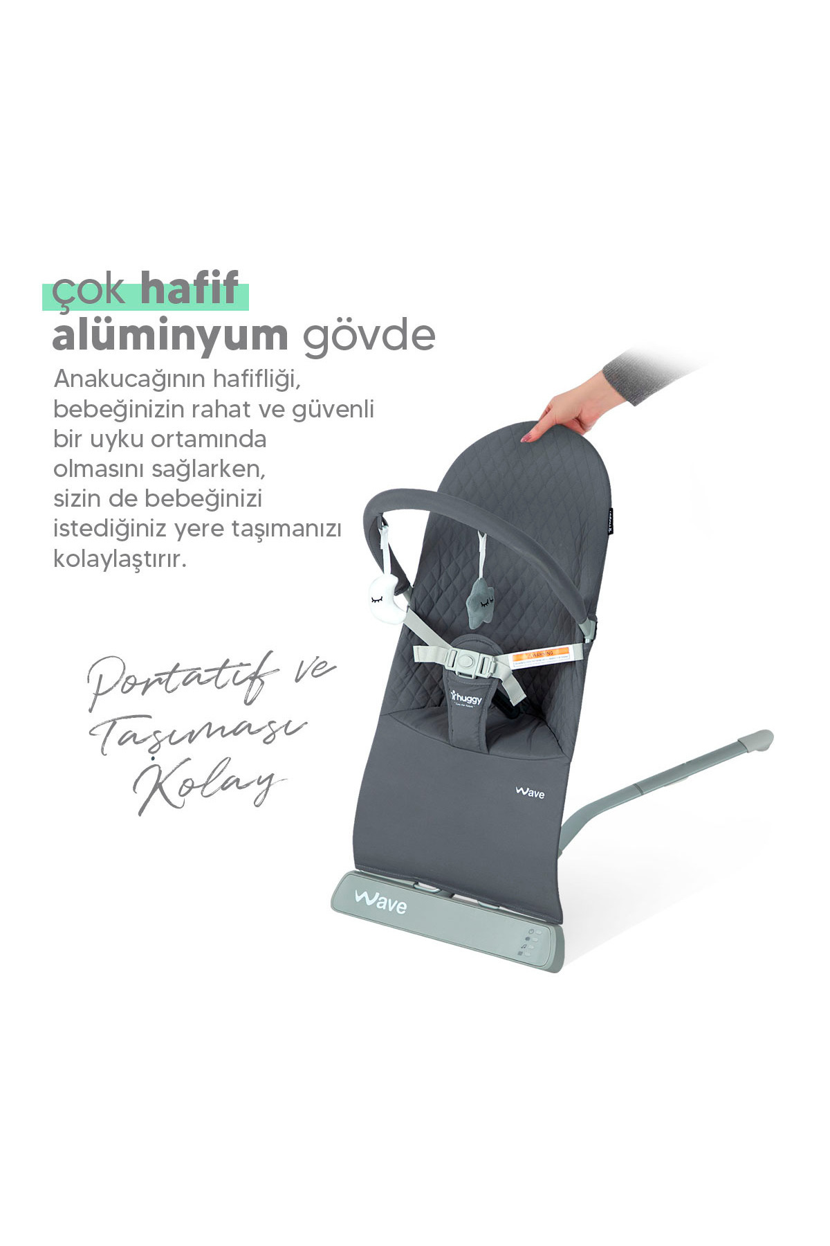 Huggy Wave Bebek Hareket Ettikçe Sallanabilen Kademeli Müzikli Titreşimli Anakucağı fotoğrafı 3 (önizleme)