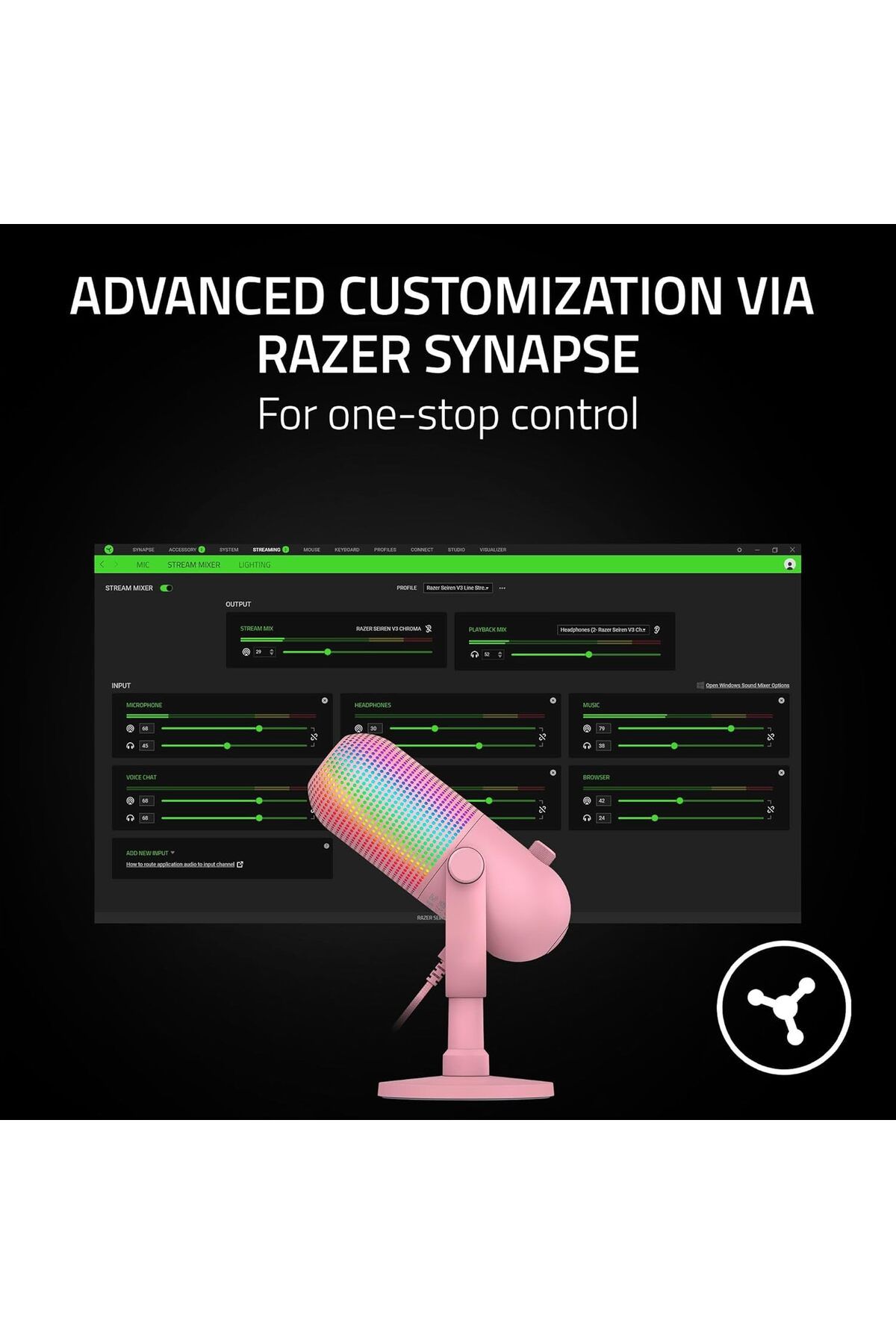 RAZER-Seiren V3 Chroma RGB USB Microphone: Stream & Game Reactive Lighting, Tap-to-Mute Sensor, Cond 15