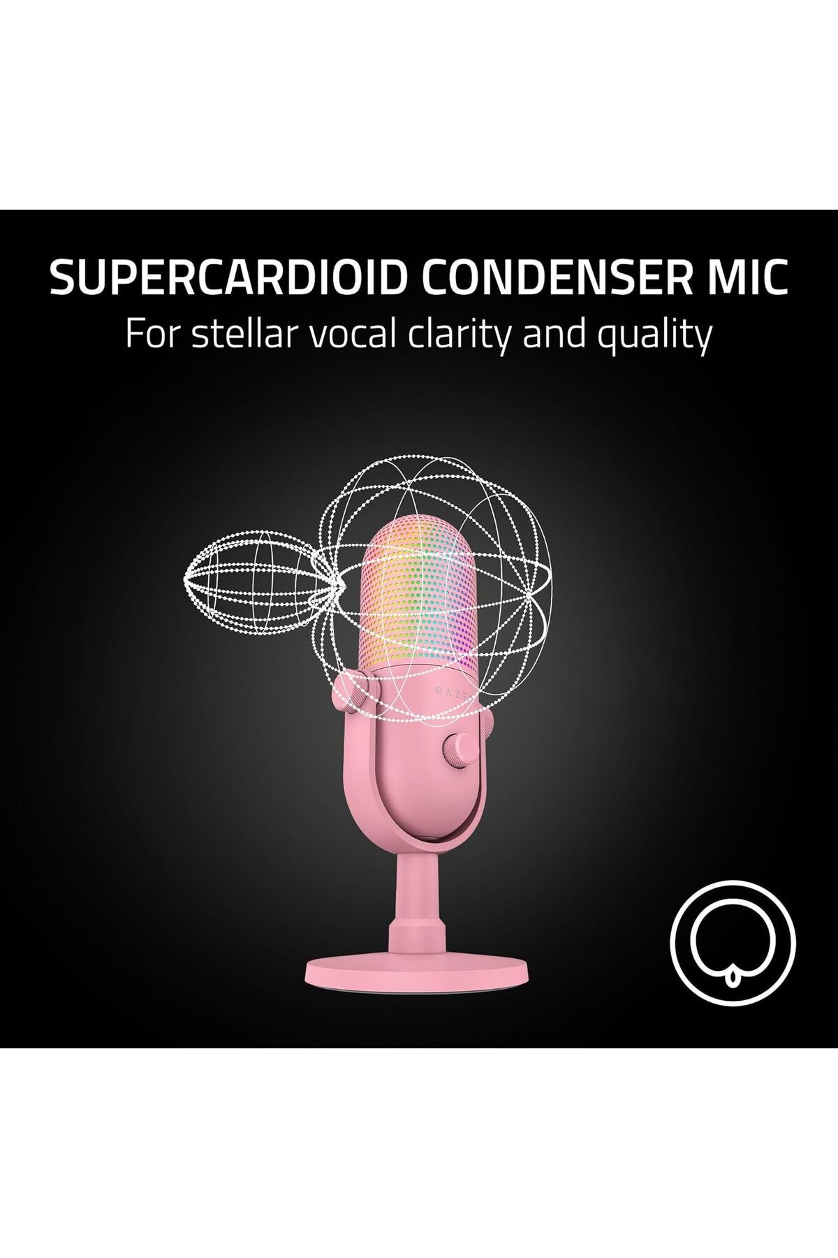 RAZER-Seiren V3 Chroma RGB USB Microphone: Stream & Game Reactive Lighting, Tap-to-Mute Sensor, Cond 12
