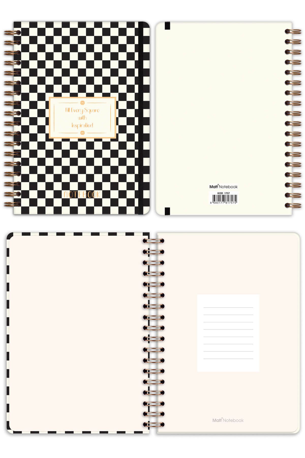 Matt Notebook-Spirilli Elastic B5 Notepad 17X24 cm Check Pattern 6