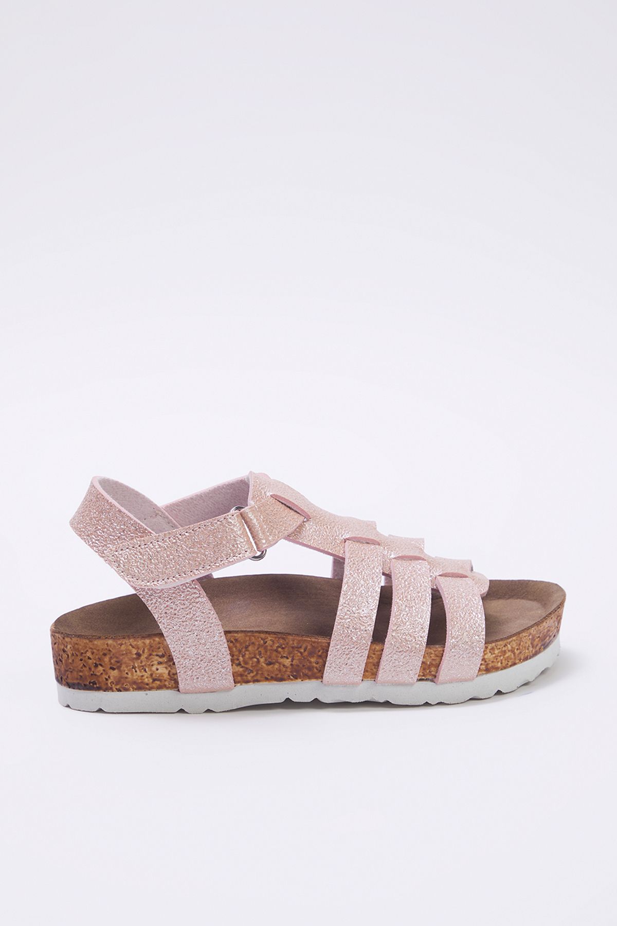 TRENDYOL SHOES-Rózsaszín fényes tépőzáras nagy/kis lányok gyerek gyerek szandál TAKSS25SD00012 2