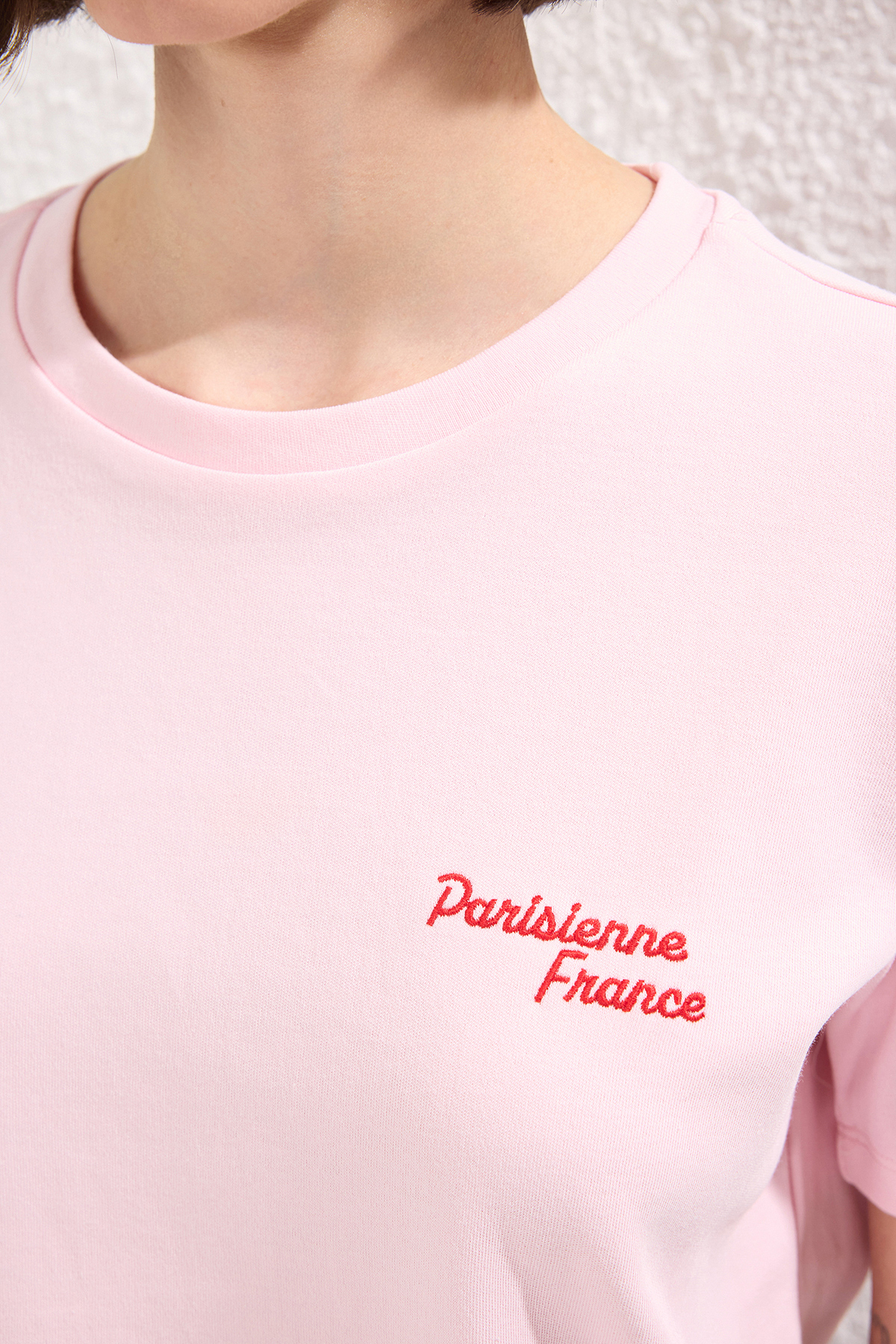 Trendyolmilla  Pembe Slogan Baskılı Kalın Kumaşlı Regular Kalıp Örme T-Shirt TWOSS25TS00159 - Görsel 3