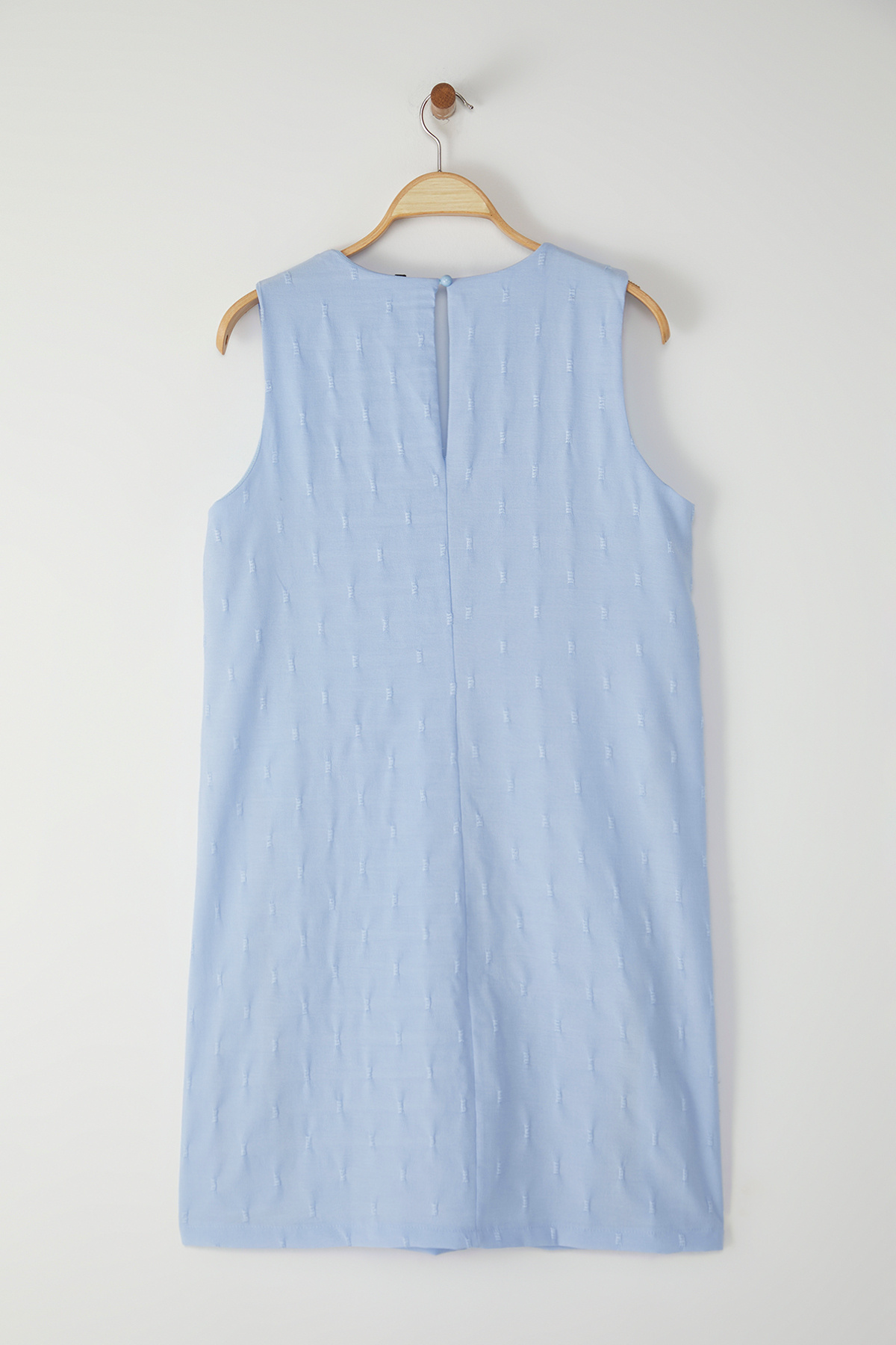 Trendyol Curve-Blue Seersucker Woven Plus Size Dress 7