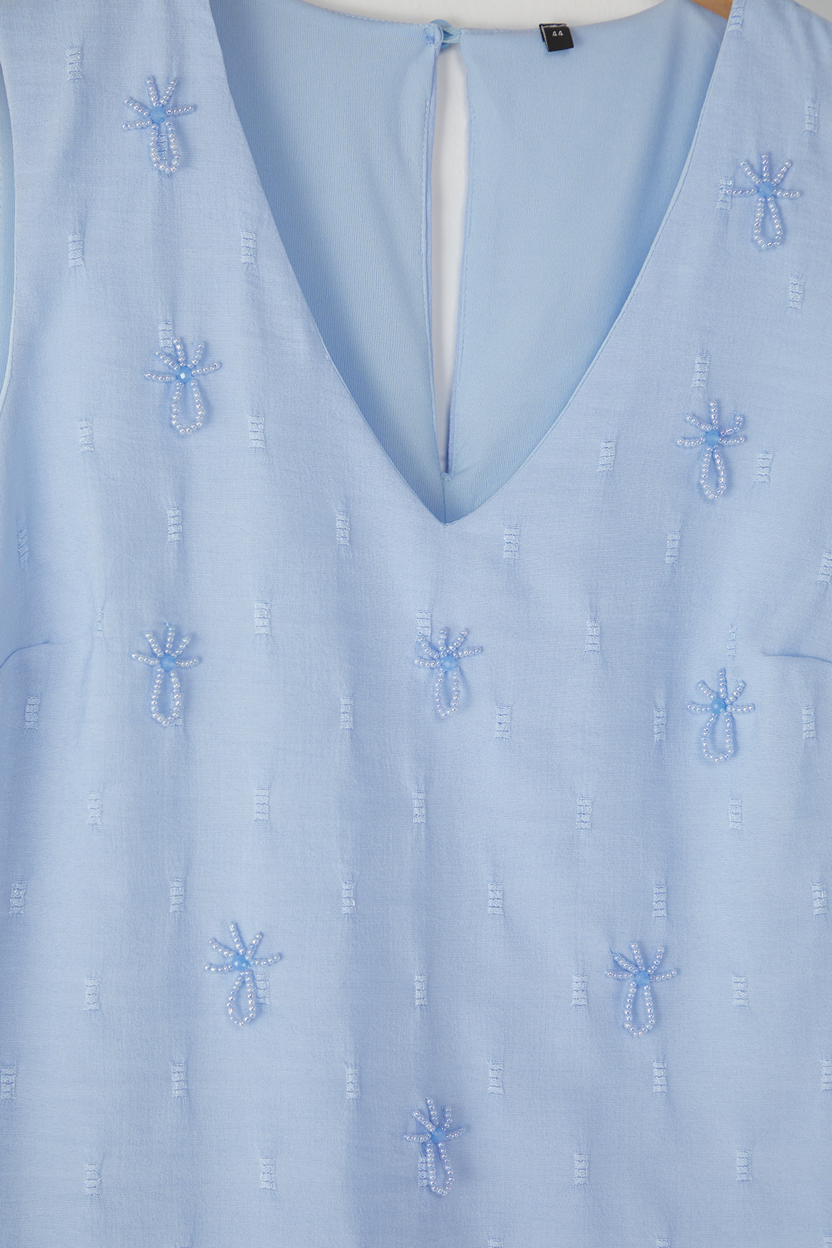 Trendyol Curve-Blue Seersucker Woven Plus Size Dress 6