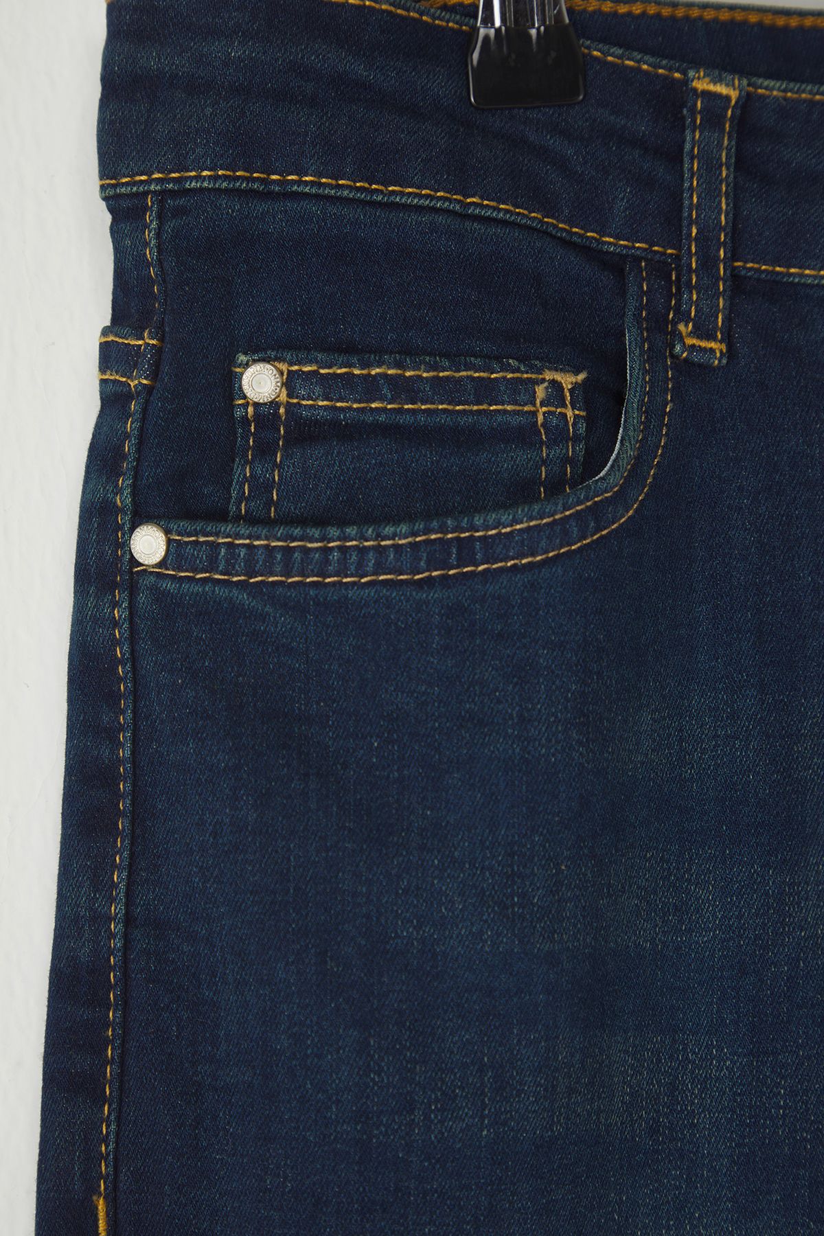 Trendyol Curve-Blue High Waist Straight Fit Large Size Jeans Tbbss25Cj00033 6
