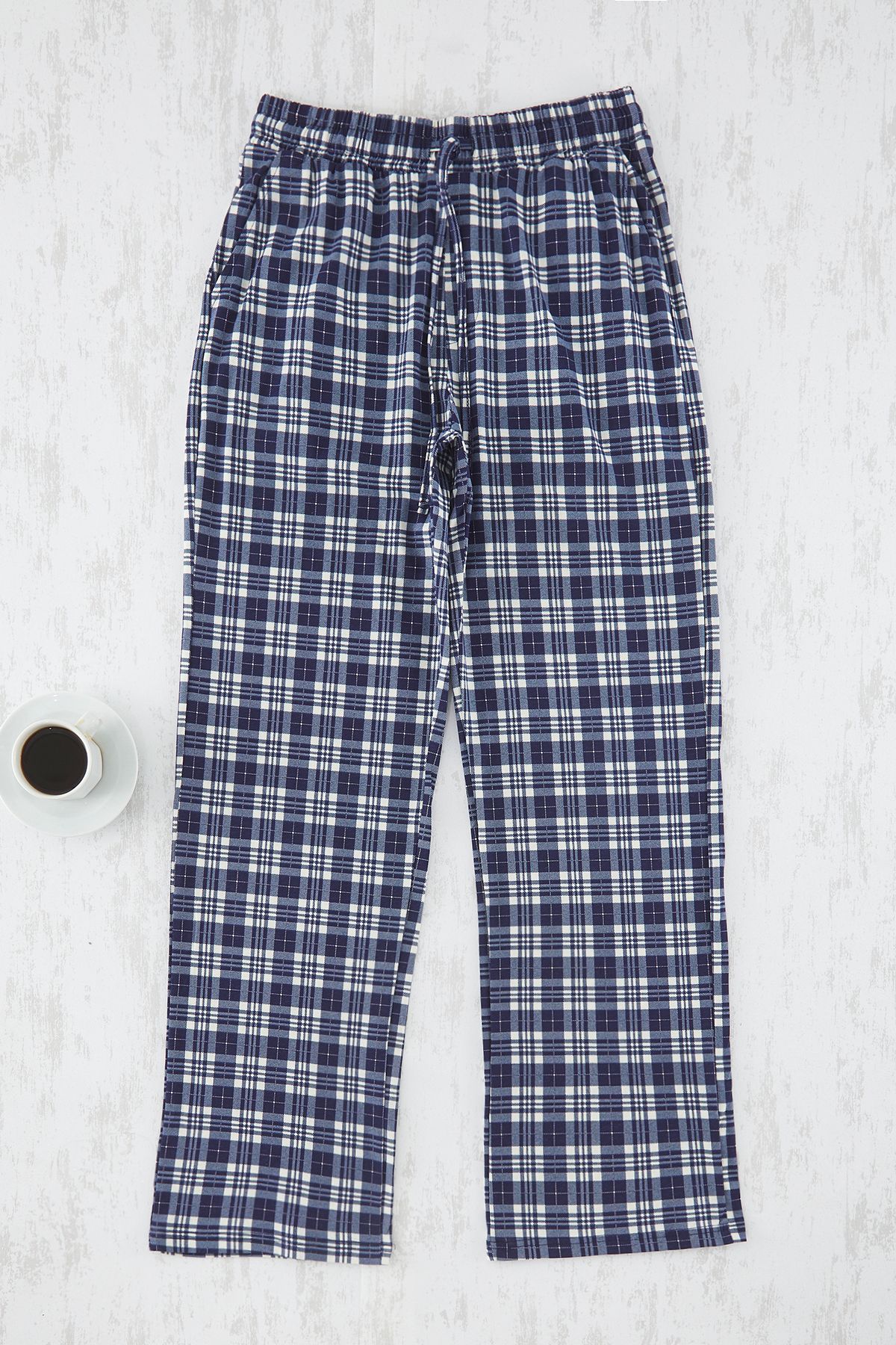 Trendyol Collection Spodnie Piżamowe W Kolorze Granatowym Z Brokatem, 100% Bawełny, S25pj00002 Mężczyzna - XL